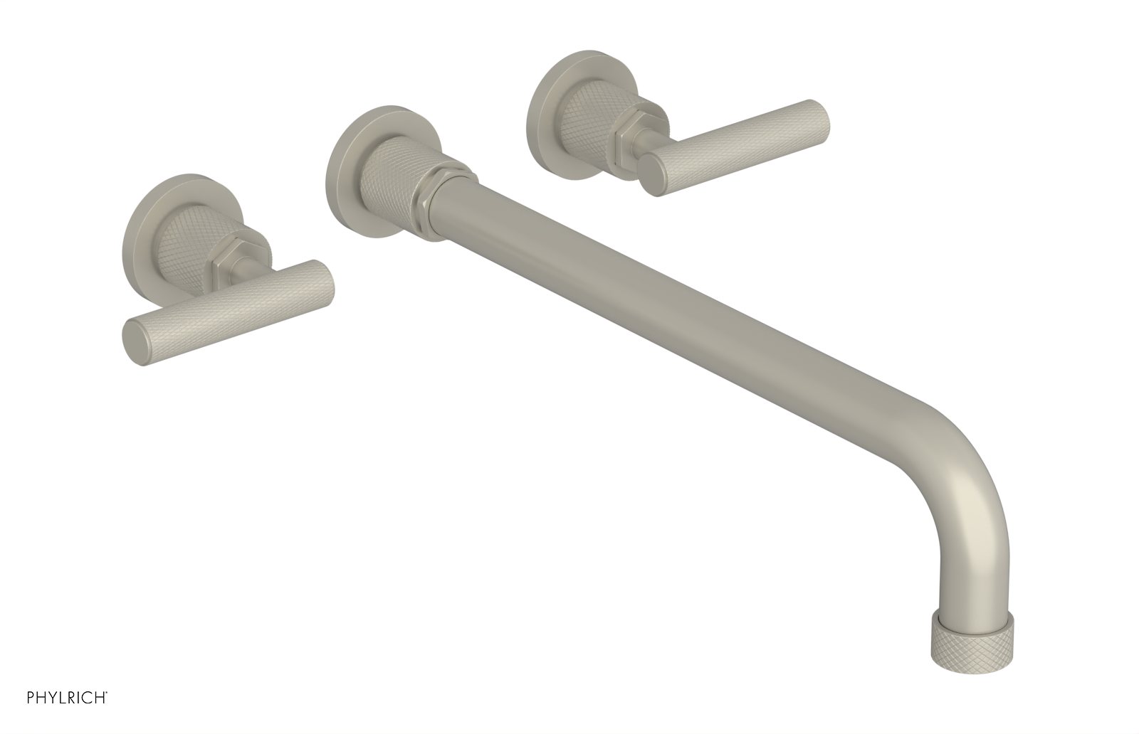 DUSTRIE Wall Lavatory Set - 14" Spout - Lever Handle - Knurled 371-12-14