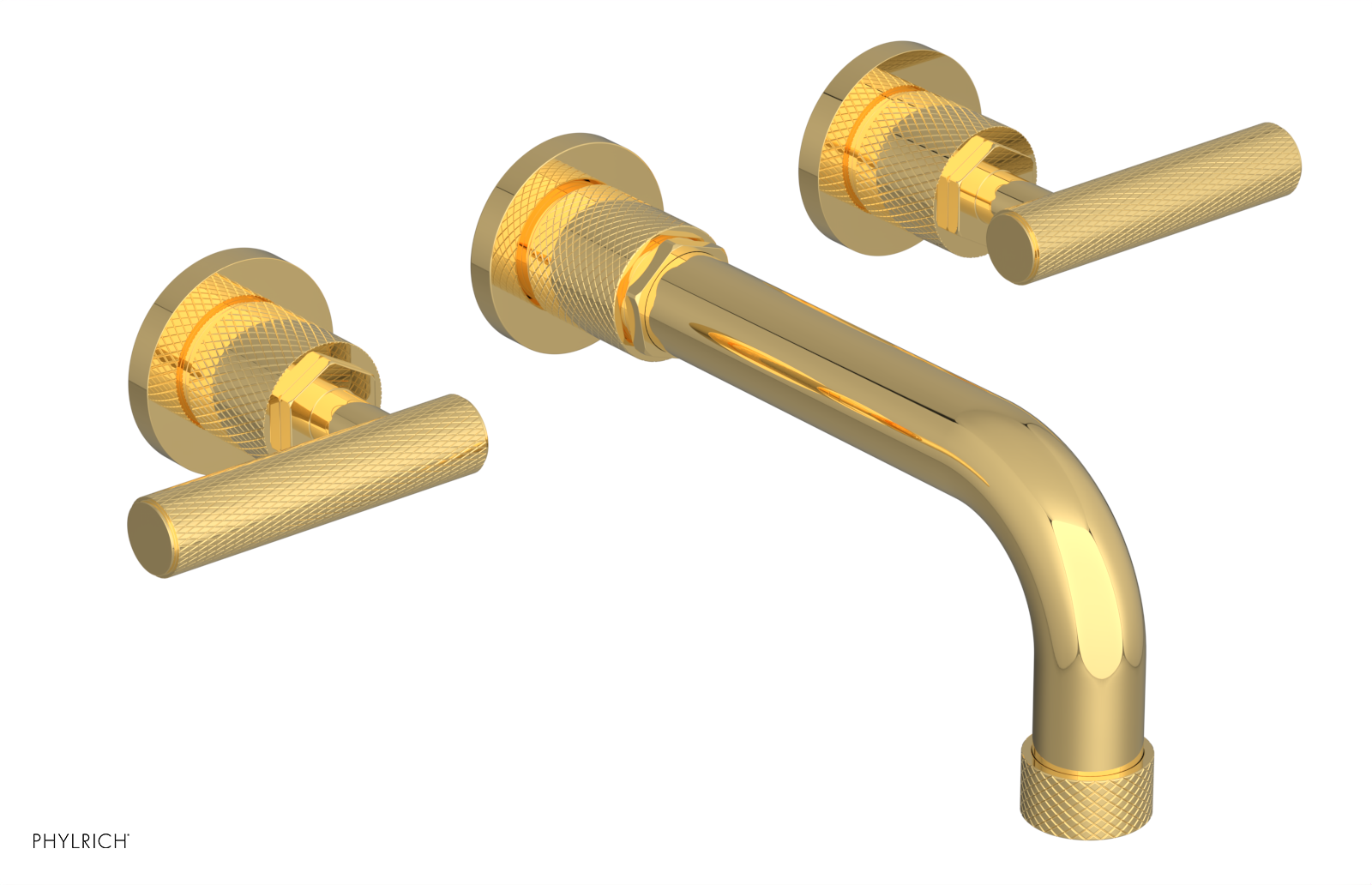 DUSTRIE Wall Lavatory Set - 7 5/8" Spout - Lever Handle - Knurled 371-12