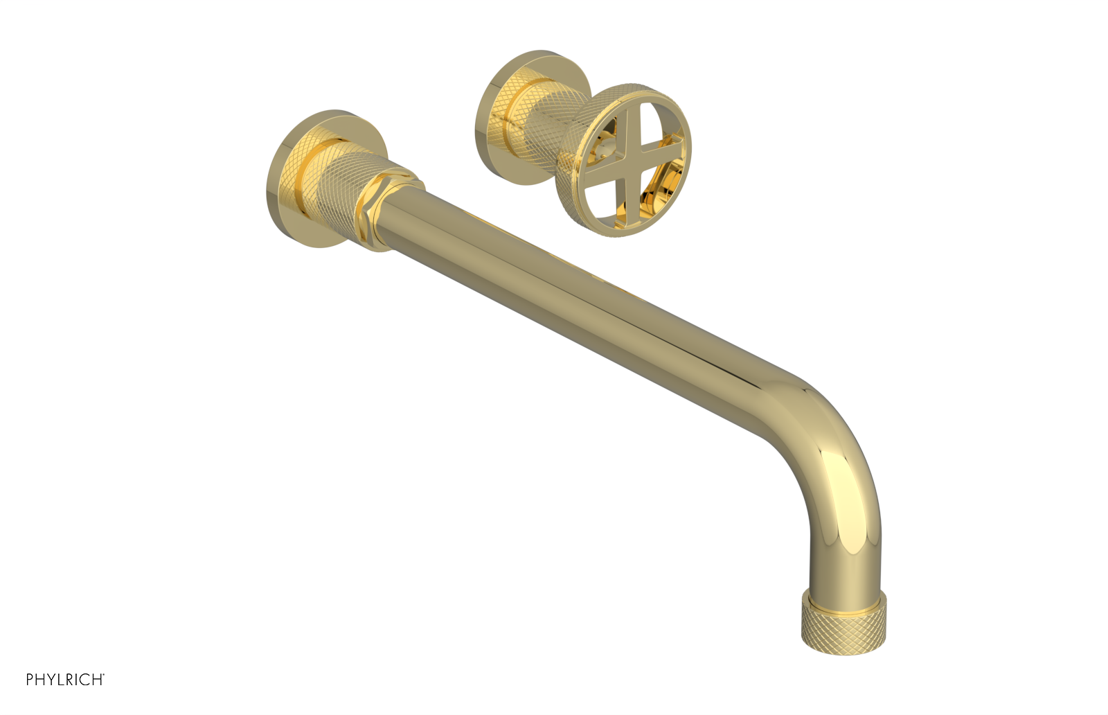 DUSTRIE Single Handle Wall Lavatory Set - 12" Spout - Knurled 371-15-12