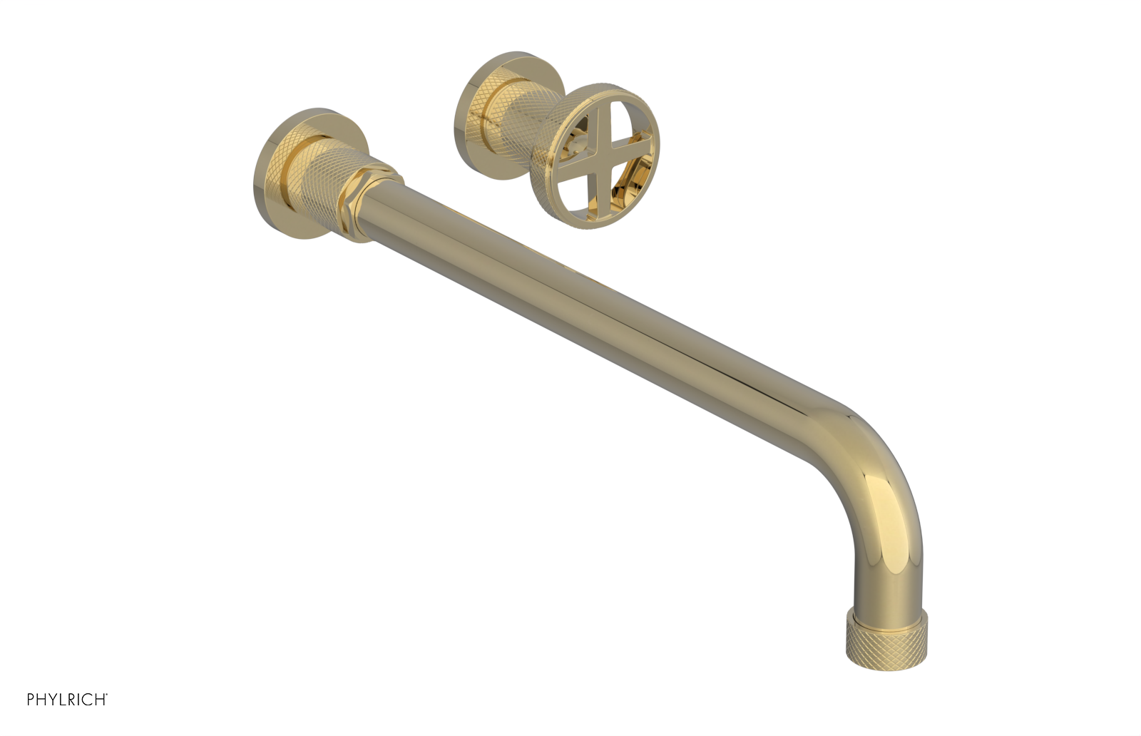 DUSTRIE Single Handle Wall Lavatory Set - 14" Spout - Knurled 371-15-14