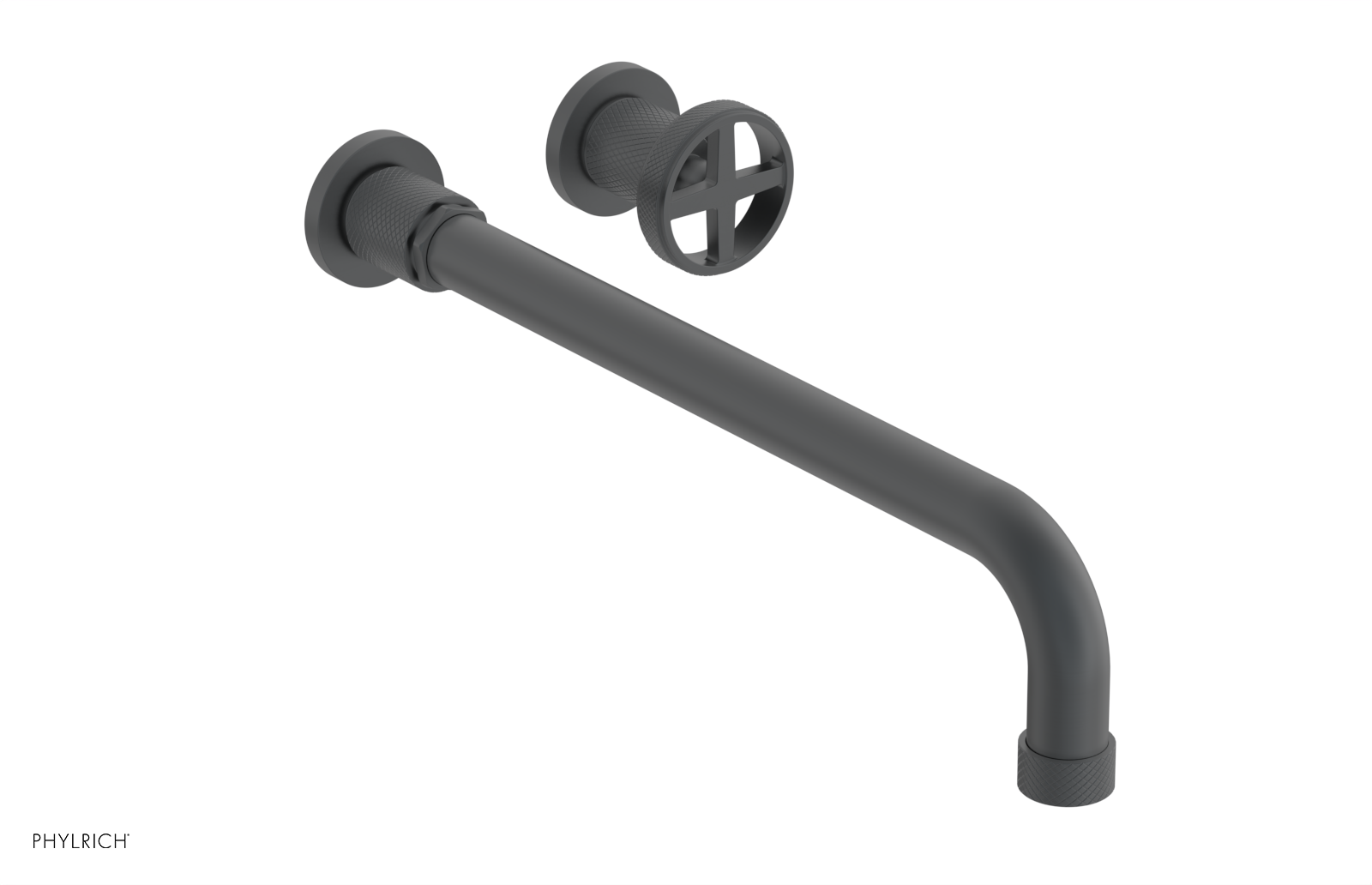 DUSTRIE Single Handle Wall Lavatory Set - 14" Spout - Knurled 371-15-14