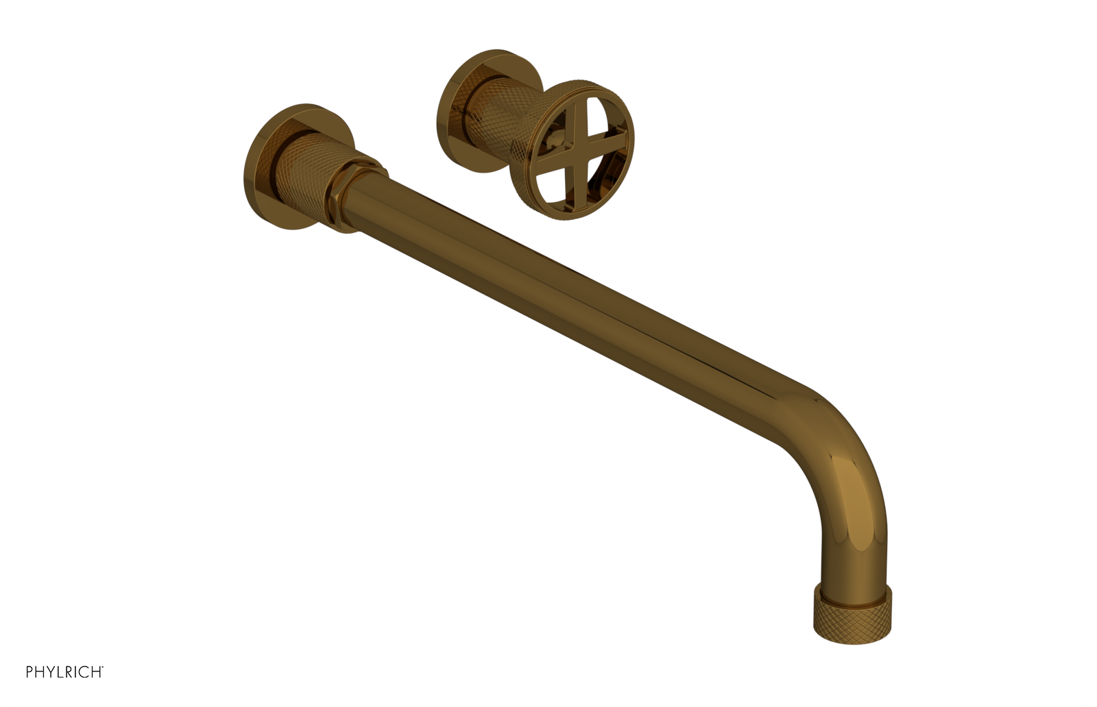 DUSTRIE Single Handle Wall Lavatory Set - 14" Spout - Knurled 371-15-14