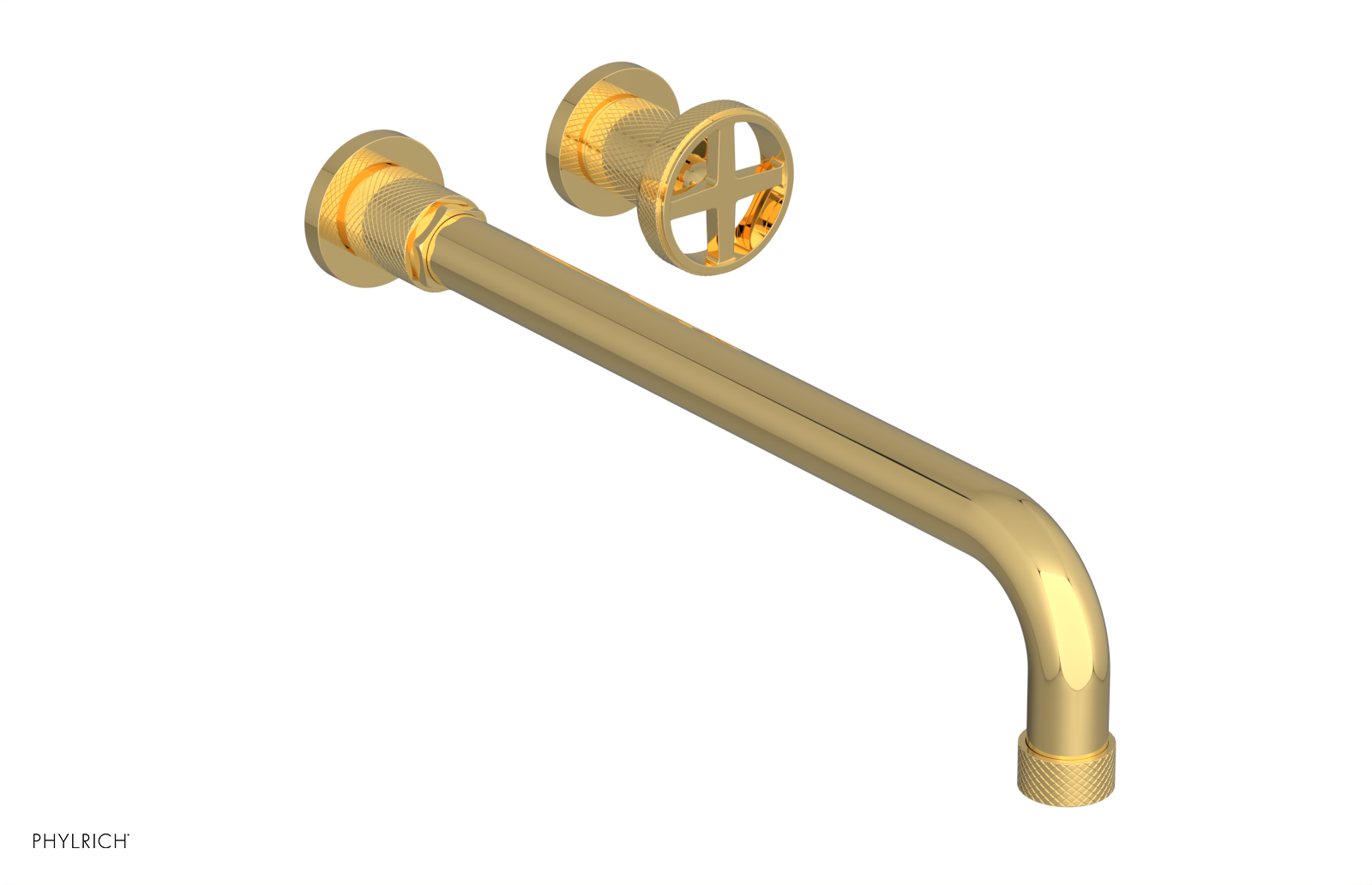 DUSTRIE Single Handle Wall Lavatory Set - 14" Spout - Knurled 371-15-14