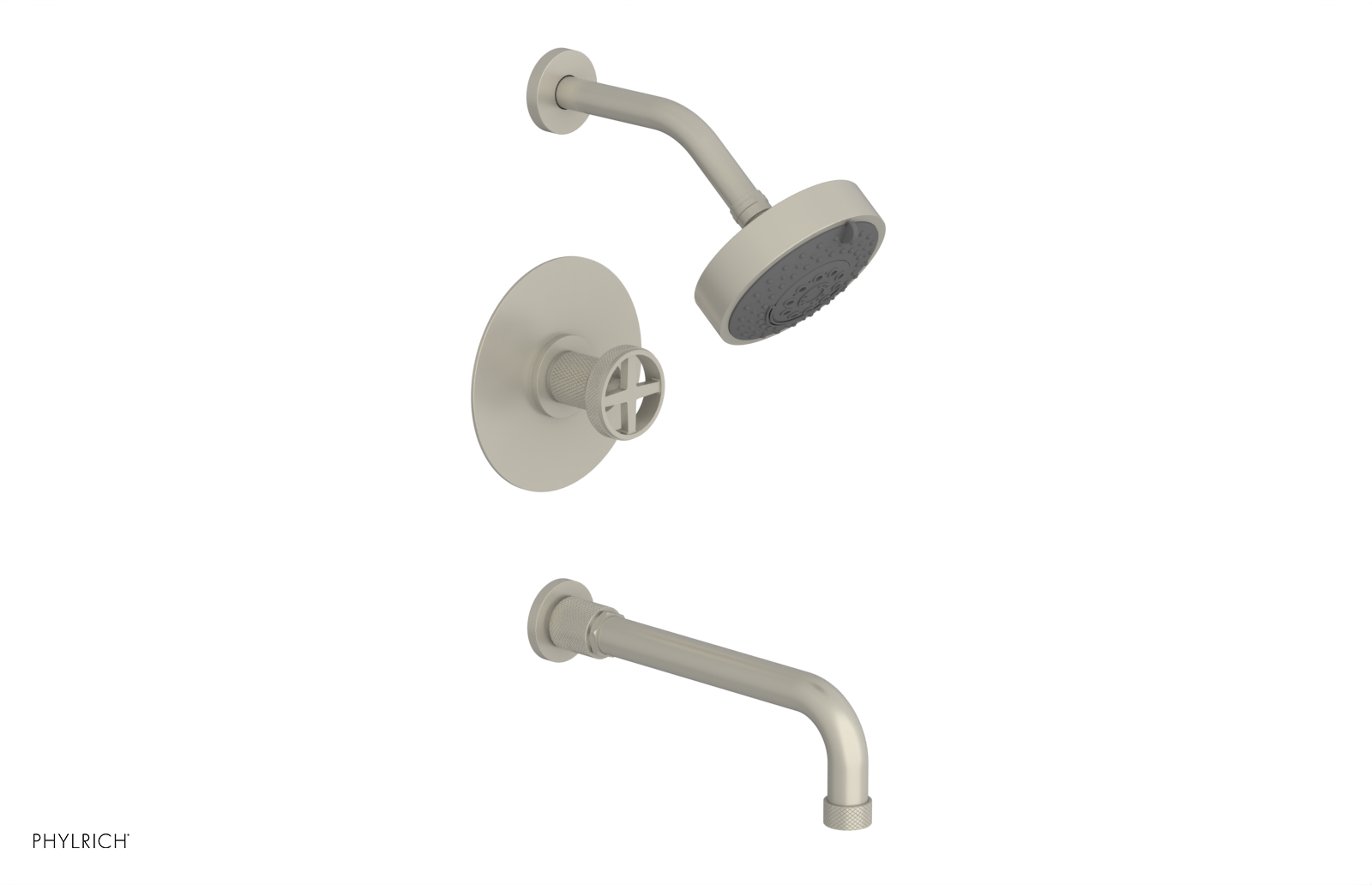 DUSTRIE - Pressure Balance Tub & Shower Set - 10" Spout -  Cross Handle - Knurled 371-26-10