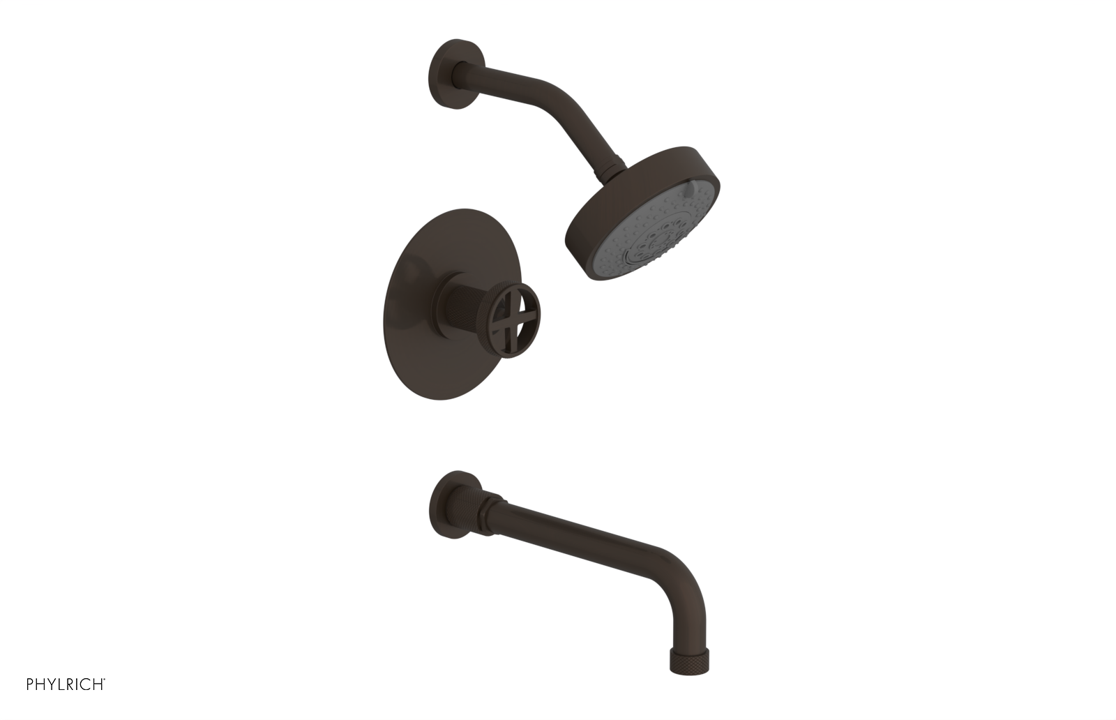 DUSTRIE - Pressure Balance Tub & Shower Set - 10" Spout -  Cross Handle - Knurled 371-26-10