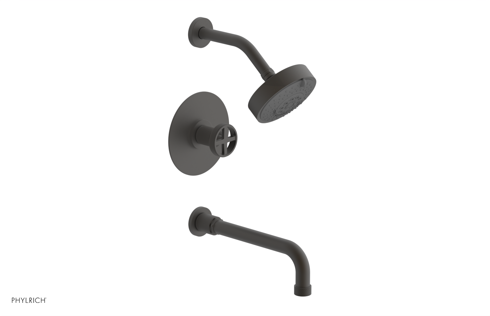 DUSTRIE - Pressure Balance Tub & Shower Set - 10" Spout -  Cross Handle - Knurled 371-26-10