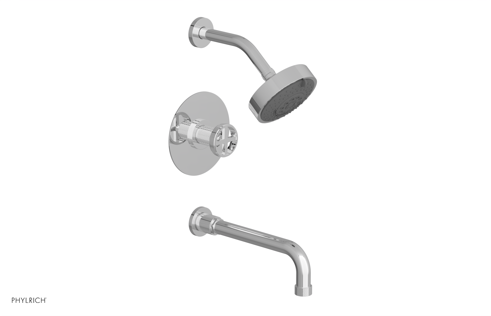 DUSTRIE - Pressure Balance Tub & Shower Set - 10" Spout -  Cross Handle - Knurled 371-26-10