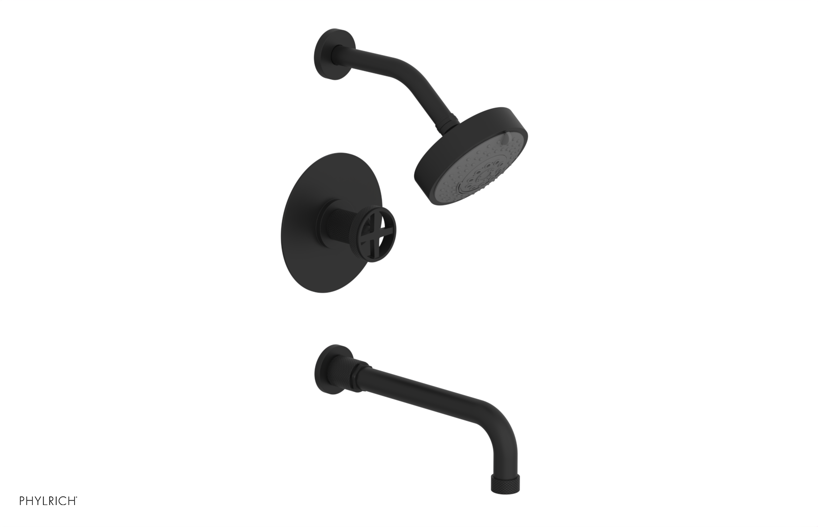 DUSTRIE - Pressure Balance Tub & Shower Set - 10" Spout -  Cross Handle - Knurled 371-26-10