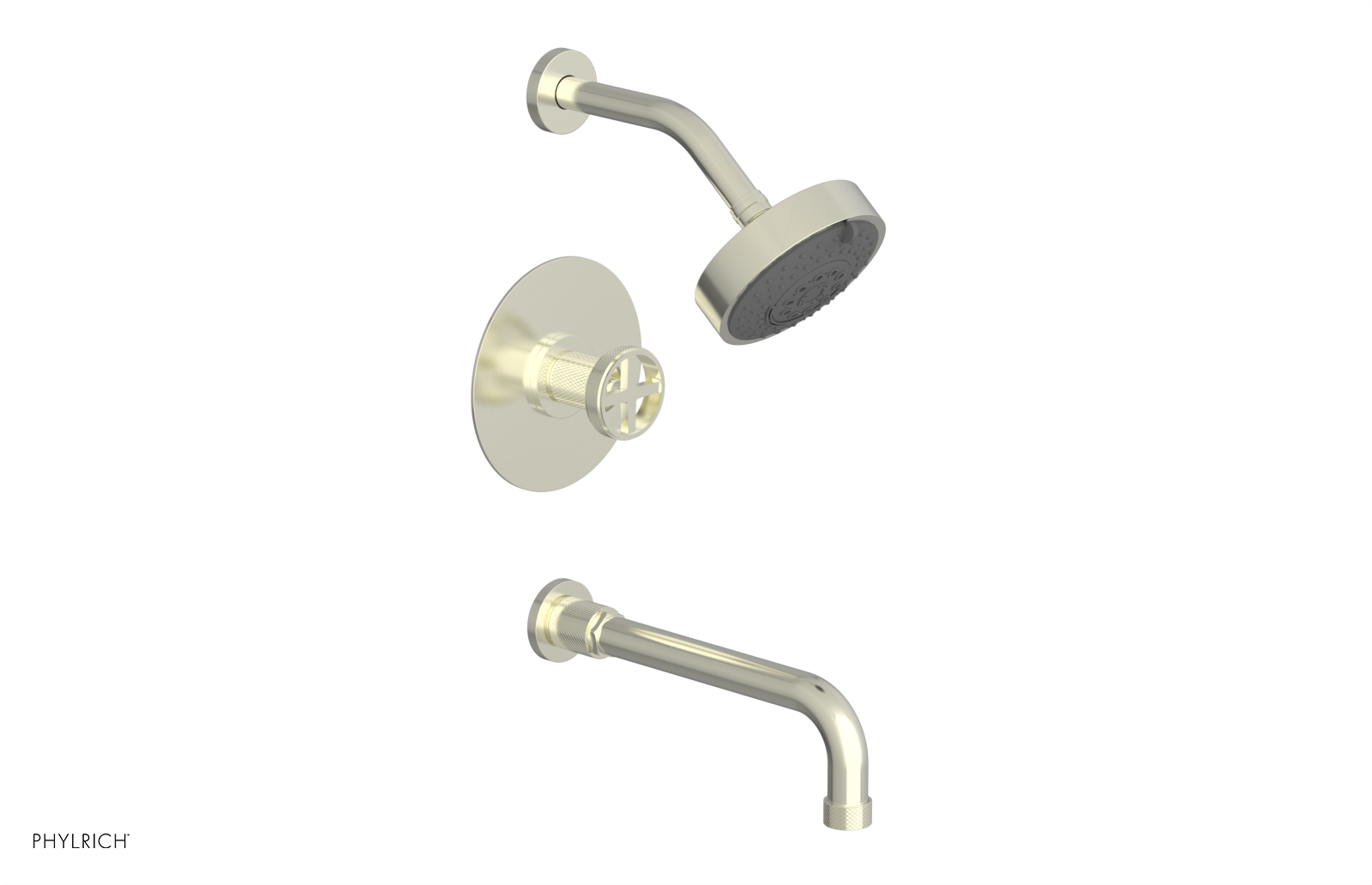 DUSTRIE - Pressure Balance Tub & Shower Set - 10" Spout -  Cross Handle - Knurled 371-26-10