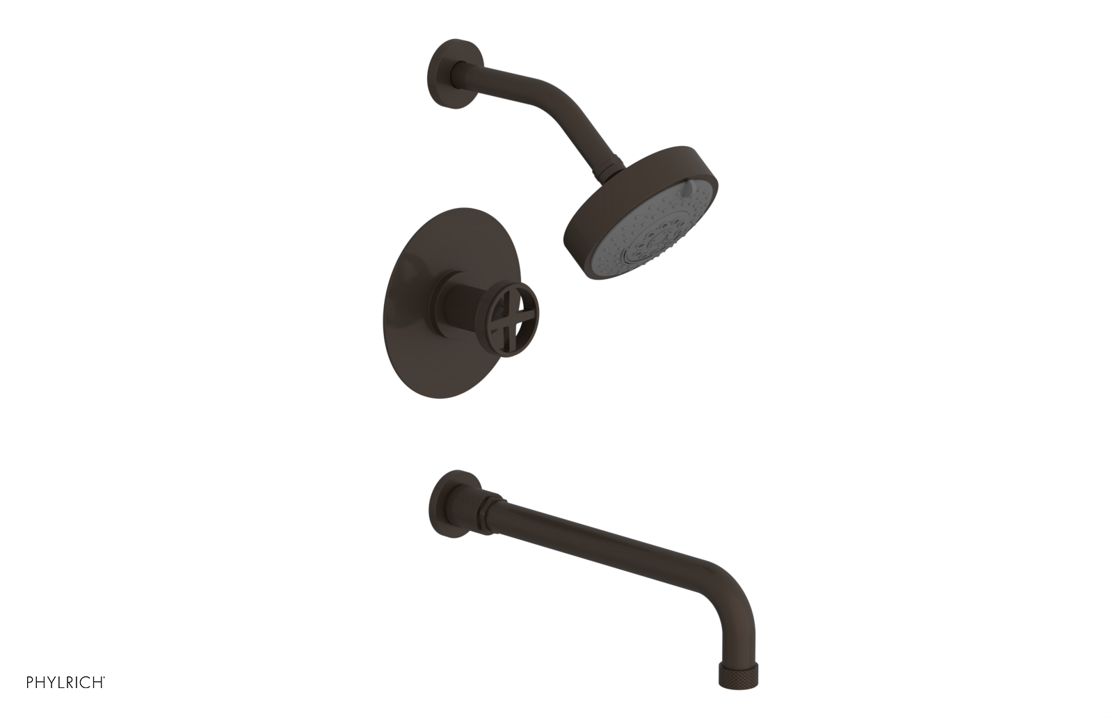 DUSTRIE - Pressure Balance Tub & Shower Set - 12" Spout -  Cross Handle - Knurled 371-26-12