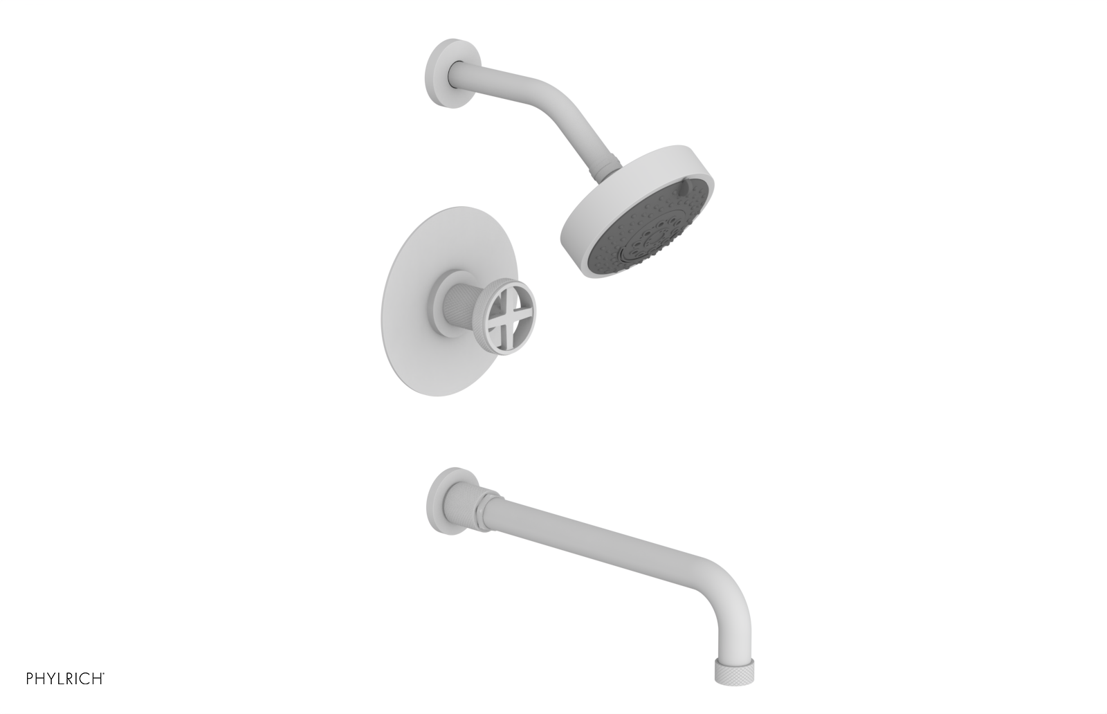 DUSTRIE - Pressure Balance Tub & Shower Set - 12" Spout -  Cross Handle - Knurled 371-26-12