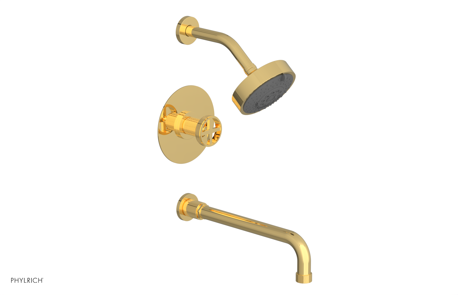 DUSTRIE - Pressure Balance Tub & Shower Set - 12" Spout -  Cross Handle - Knurled 371-26-12