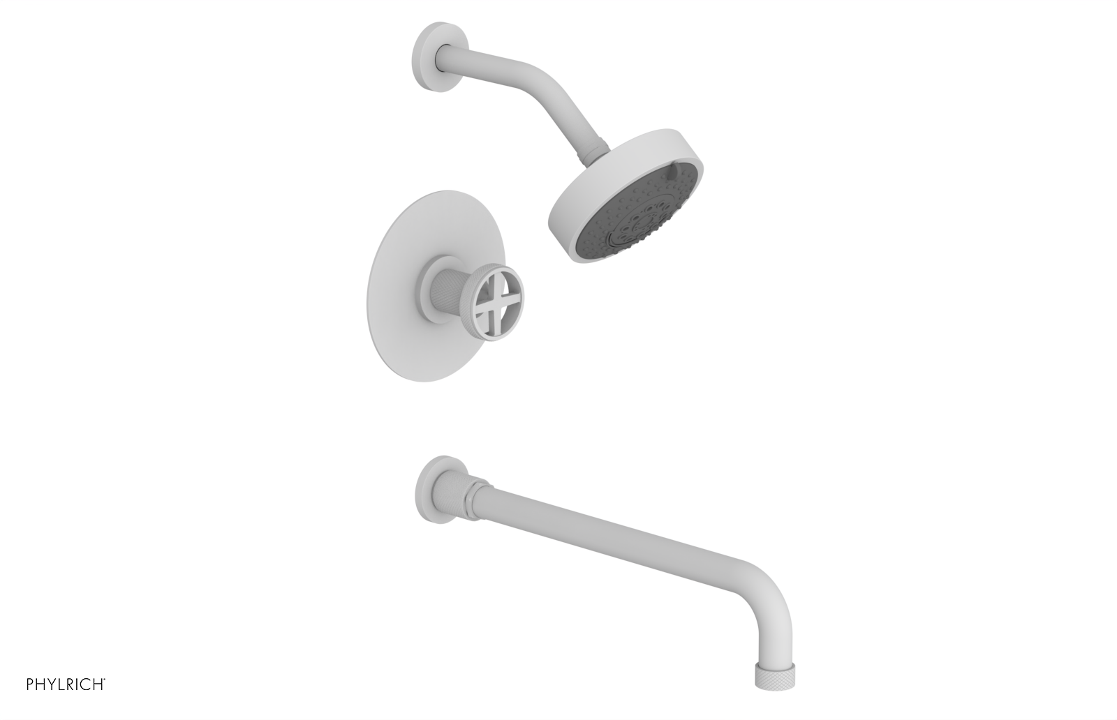 DUSTRIE - Pressure Balance Tub & Shower Set - 14" Spout -  Cross Handle - Knurled 371-26-14