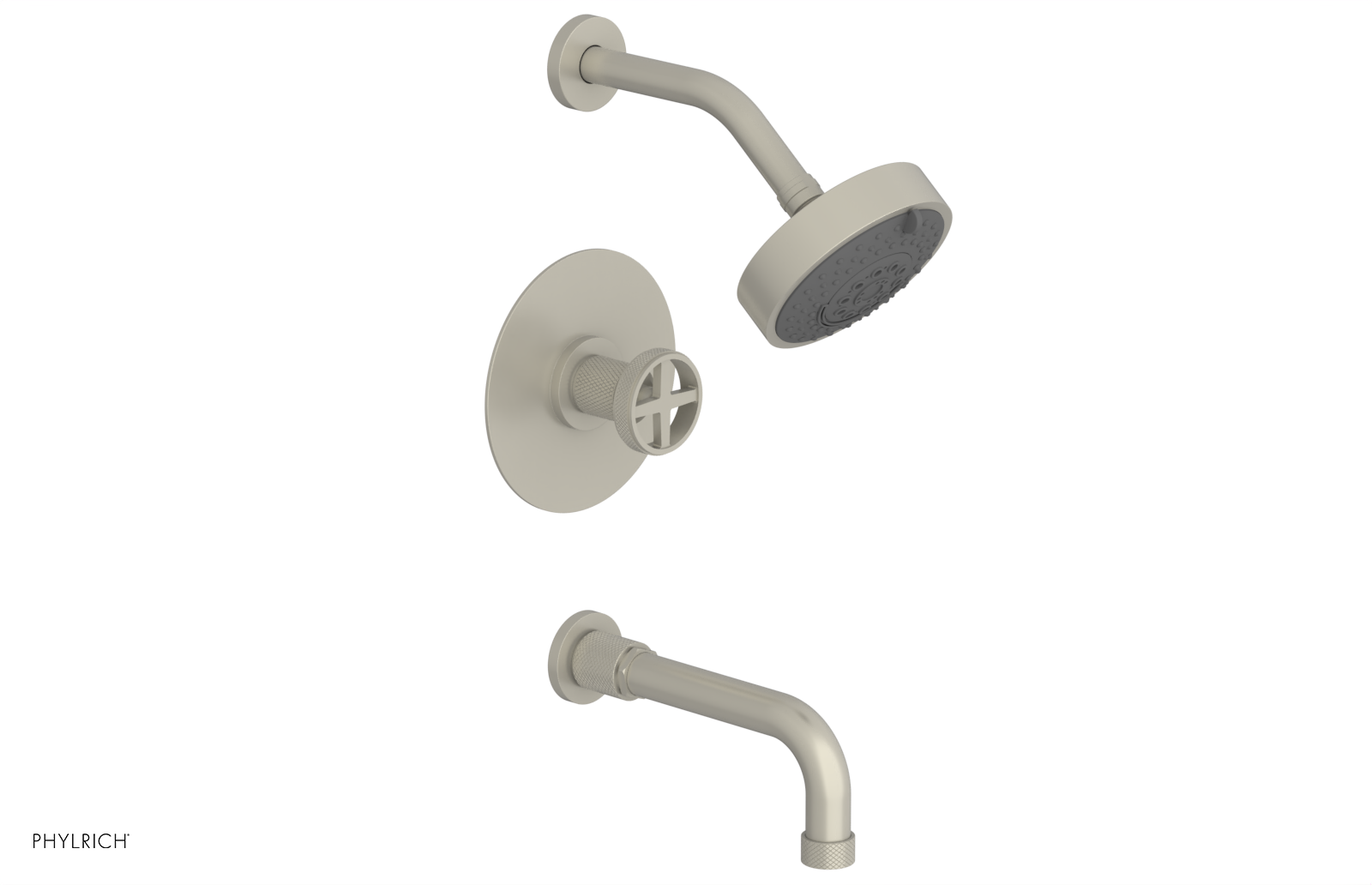 DUSTRIE - Pressure Balance Tub & Shower Set - 7 5/8" Spout -  Cross Handle - Knurled 371-26
