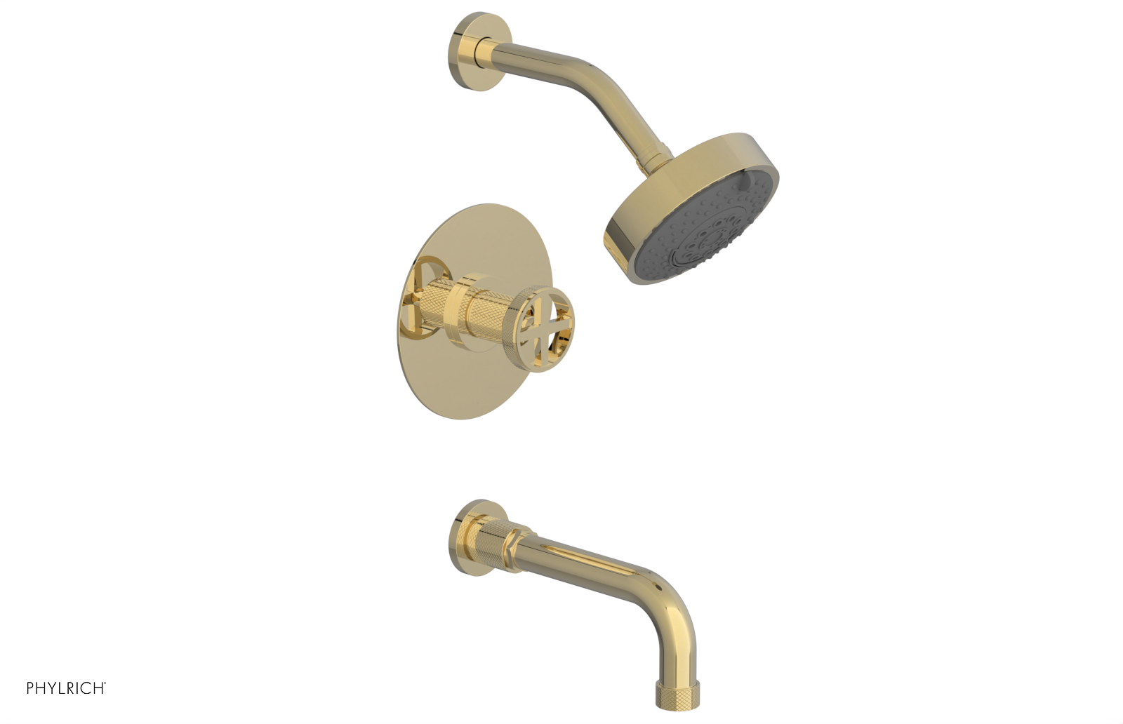 DUSTRIE - Pressure Balance Tub & Shower Set - 7 5/8" Spout -  Cross Handle - Knurled 371-26