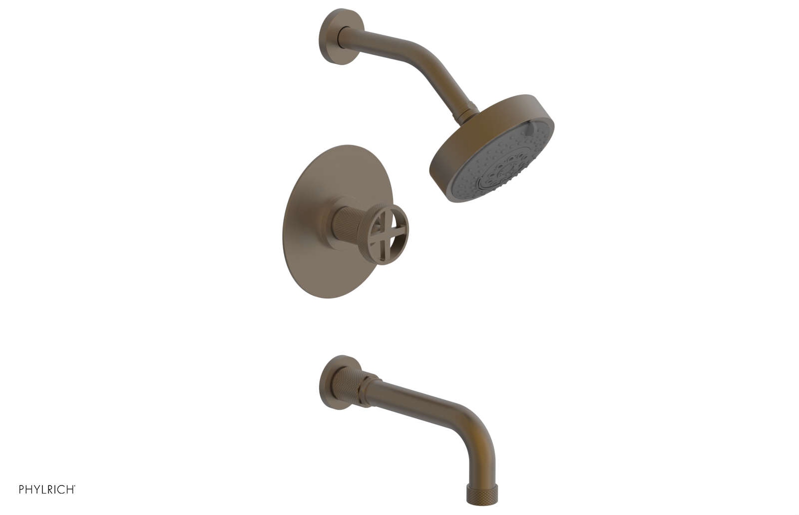 DUSTRIE - Pressure Balance Tub & Shower Set - 7 5/8" Spout -  Cross Handle - Knurled 371-26