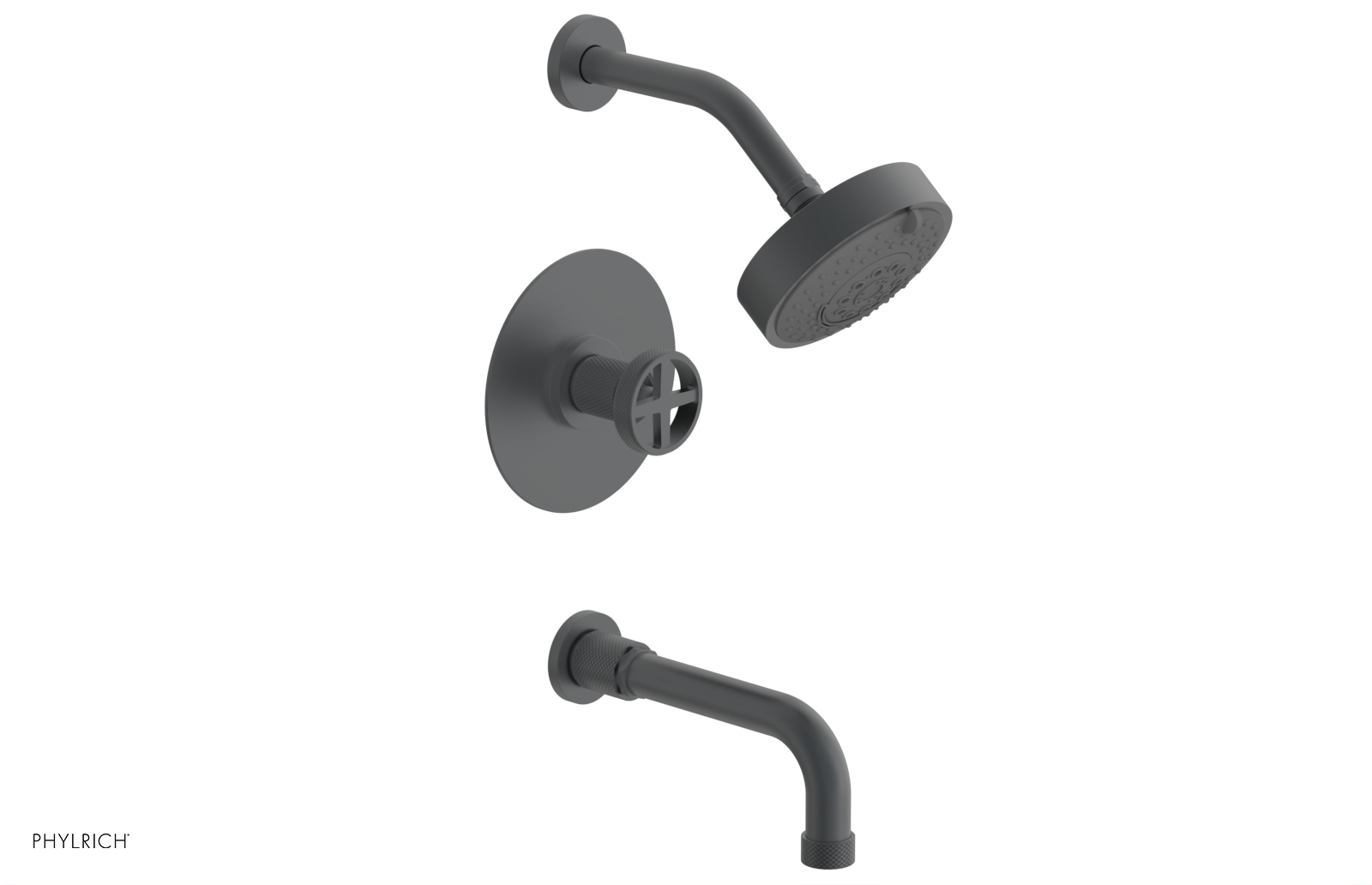 DUSTRIE - Pressure Balance Tub & Shower Set - 7 5/8" Spout -  Cross Handle - Knurled 371-26