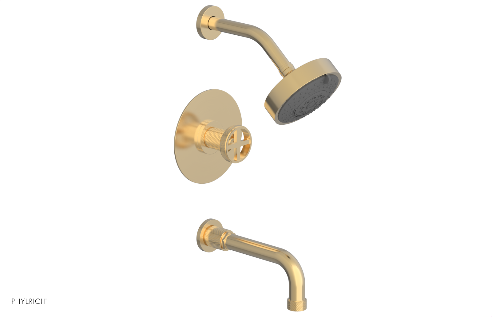 DUSTRIE - Pressure Balance Tub & Shower Set - 7 5/8" Spout -  Cross Handle - Knurled 371-26