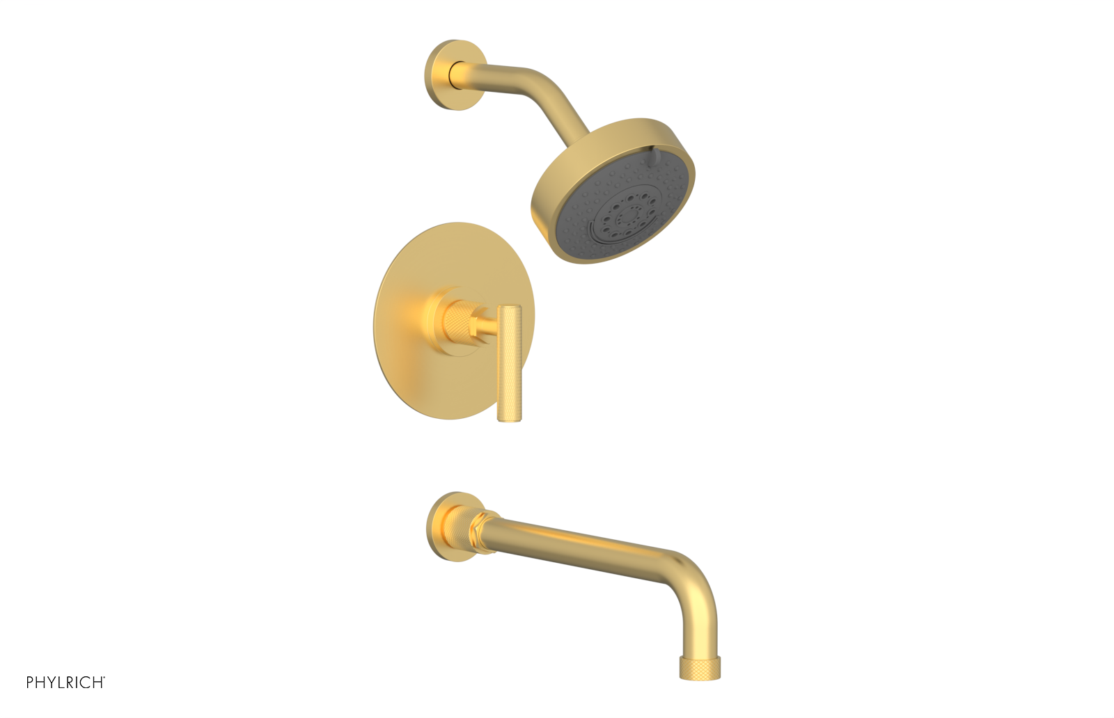 DUSTRIE - Pressure Balance Tub & Shower Set - 12" Spout -  Lever Handle - Knurled 371-27-12