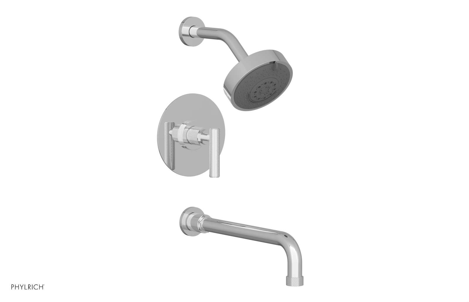 DUSTRIE - Pressure Balance Tub & Shower Set - 12" Spout -  Lever Handle - Knurled 371-27-12