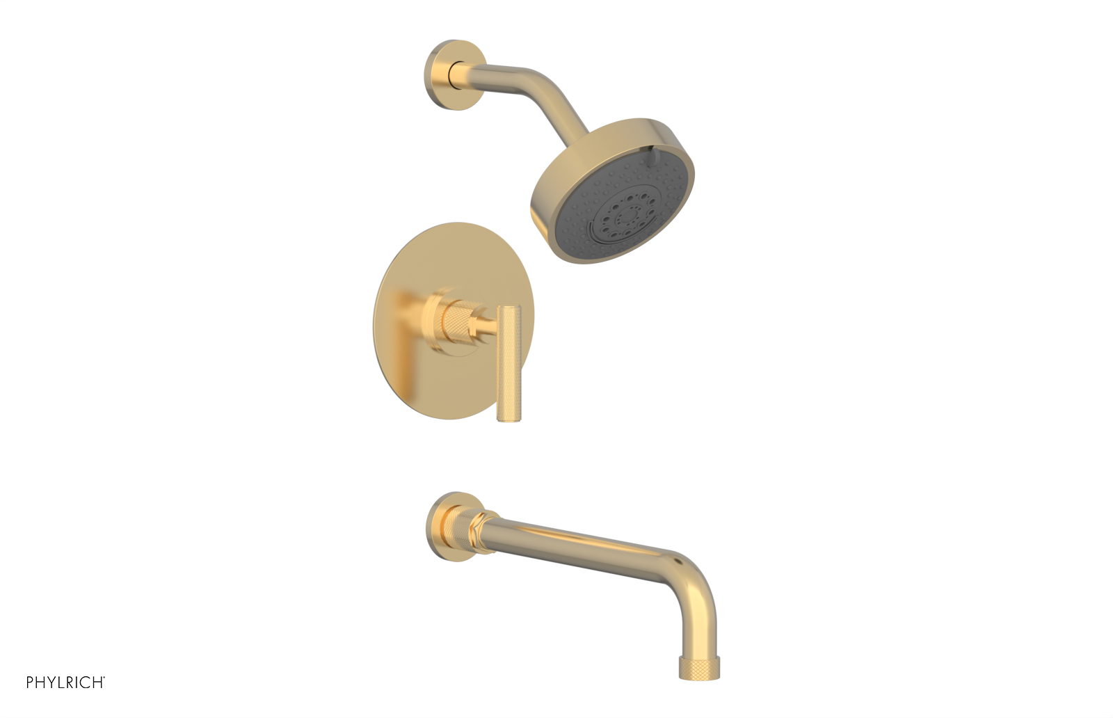 DUSTRIE - Pressure Balance Tub & Shower Set - 12" Spout -  Lever Handle - Knurled 371-27-12