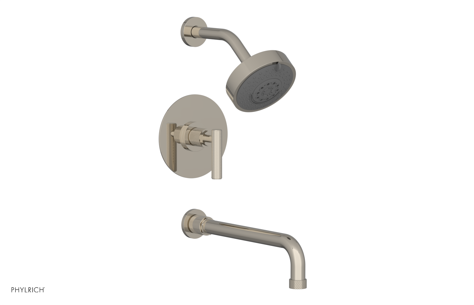 DUSTRIE - Pressure Balance Tub & Shower Set - 12" Spout -  Lever Handle - Knurled 371-27-12