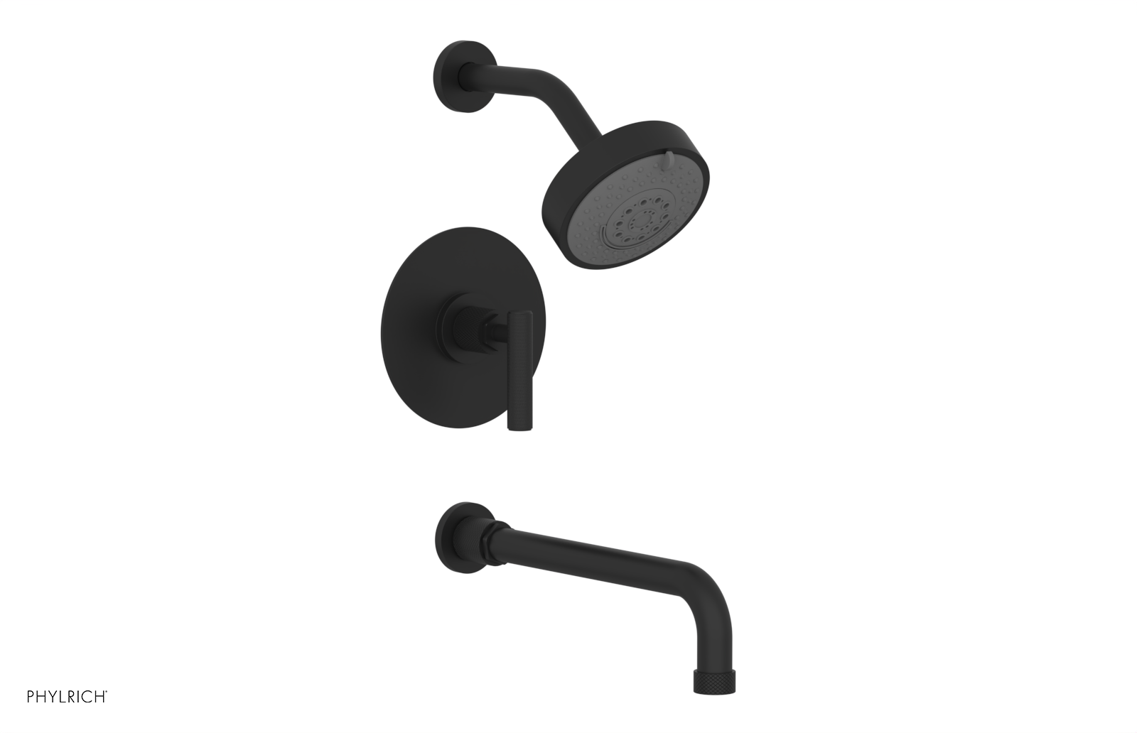 DUSTRIE - Pressure Balance Tub & Shower Set - 12" Spout -  Lever Handle - Knurled 371-27-12