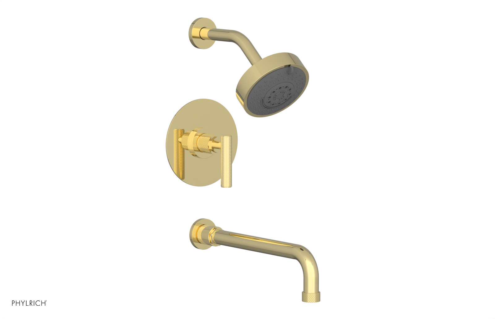 DUSTRIE - Pressure Balance Tub & Shower Set - 12" Spout -  Lever Handle - Knurled 371-27-12