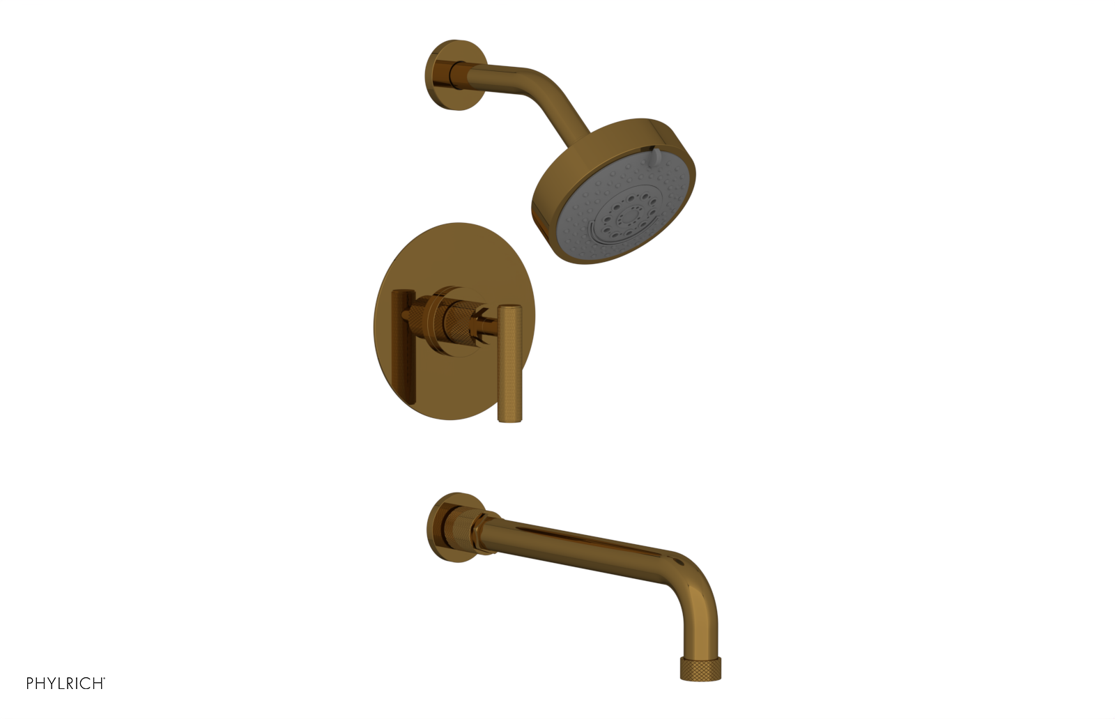 DUSTRIE - Pressure Balance Tub & Shower Set - 12" Spout -  Lever Handle - Knurled 371-27-12