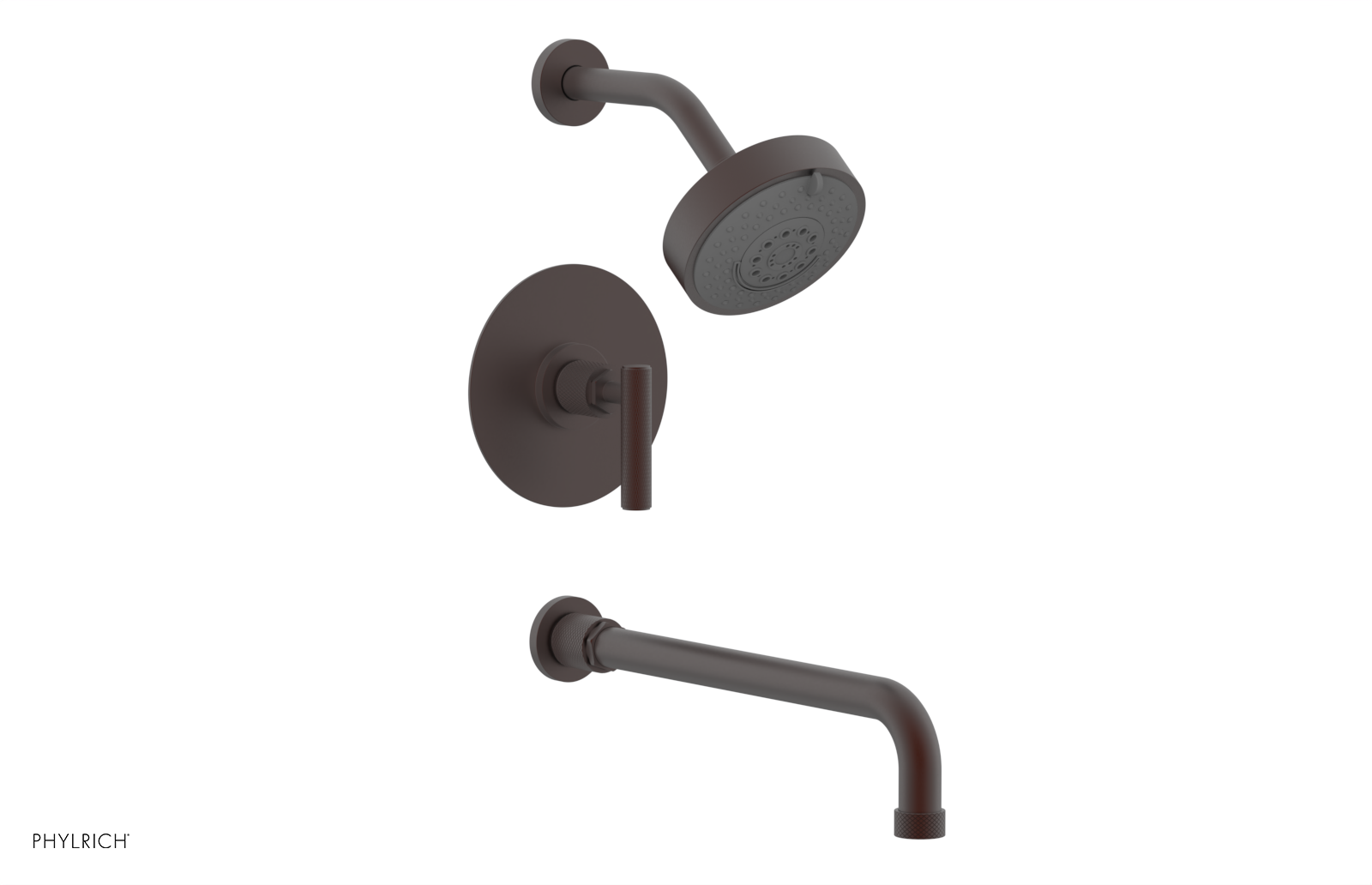 DUSTRIE - Pressure Balance Tub & Shower Set - 14" Spout -  Lever Handle - Knurled 371-27-14