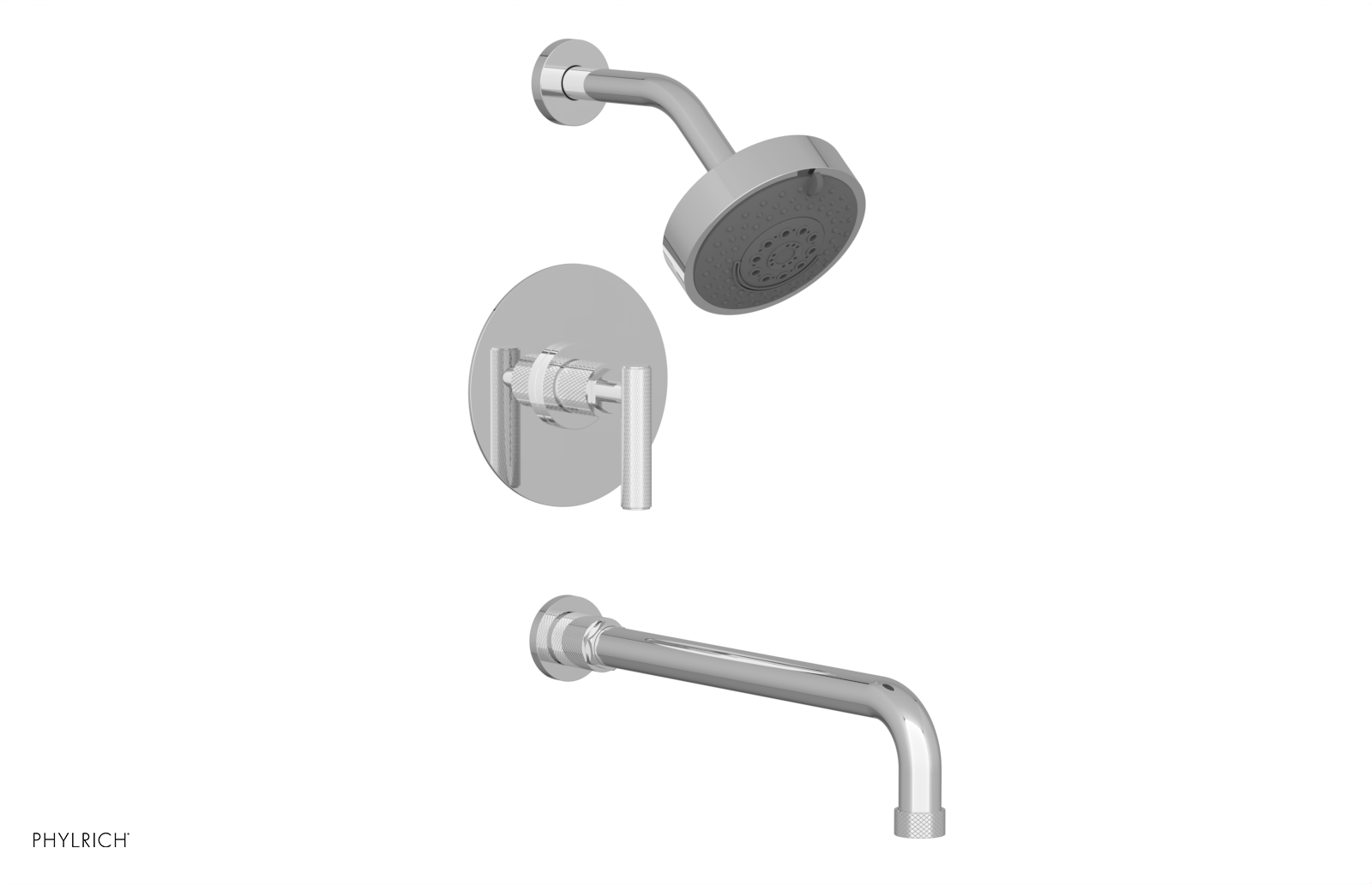DUSTRIE - Pressure Balance Tub & Shower Set - 14" Spout -  Lever Handle - Knurled 371-27-14