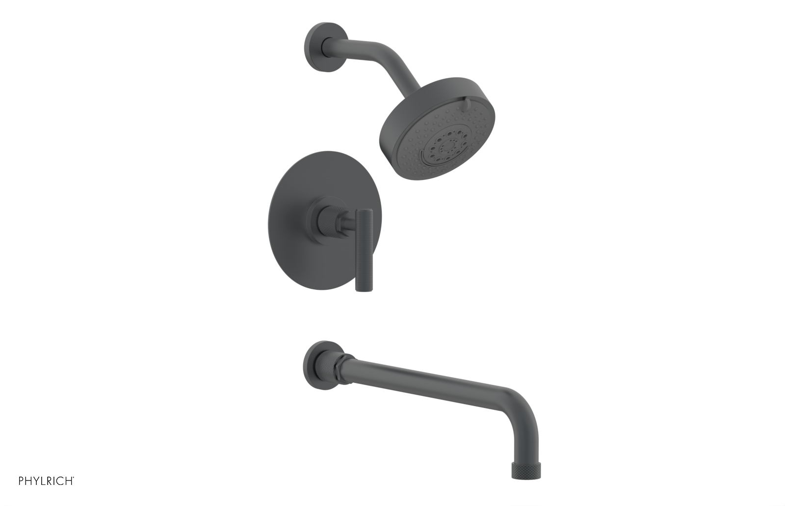 DUSTRIE - Pressure Balance Tub & Shower Set - 14" Spout -  Lever Handle - Knurled 371-27-14