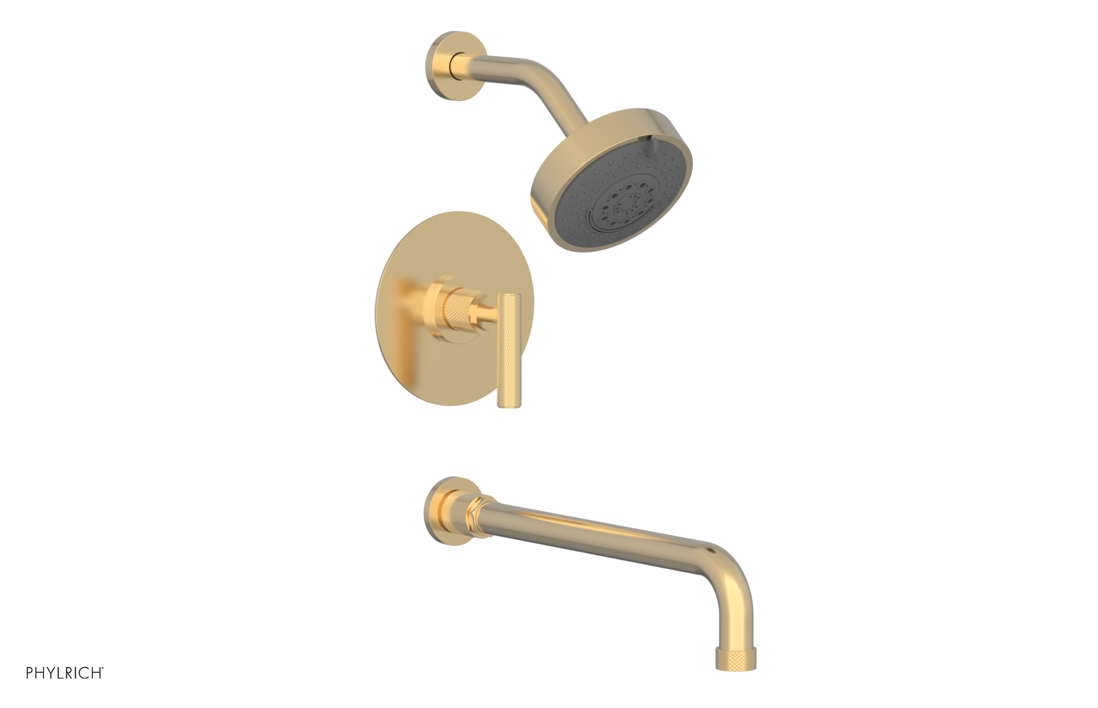 DUSTRIE - Pressure Balance Tub & Shower Set - 14" Spout -  Lever Handle - Knurled 371-27-14