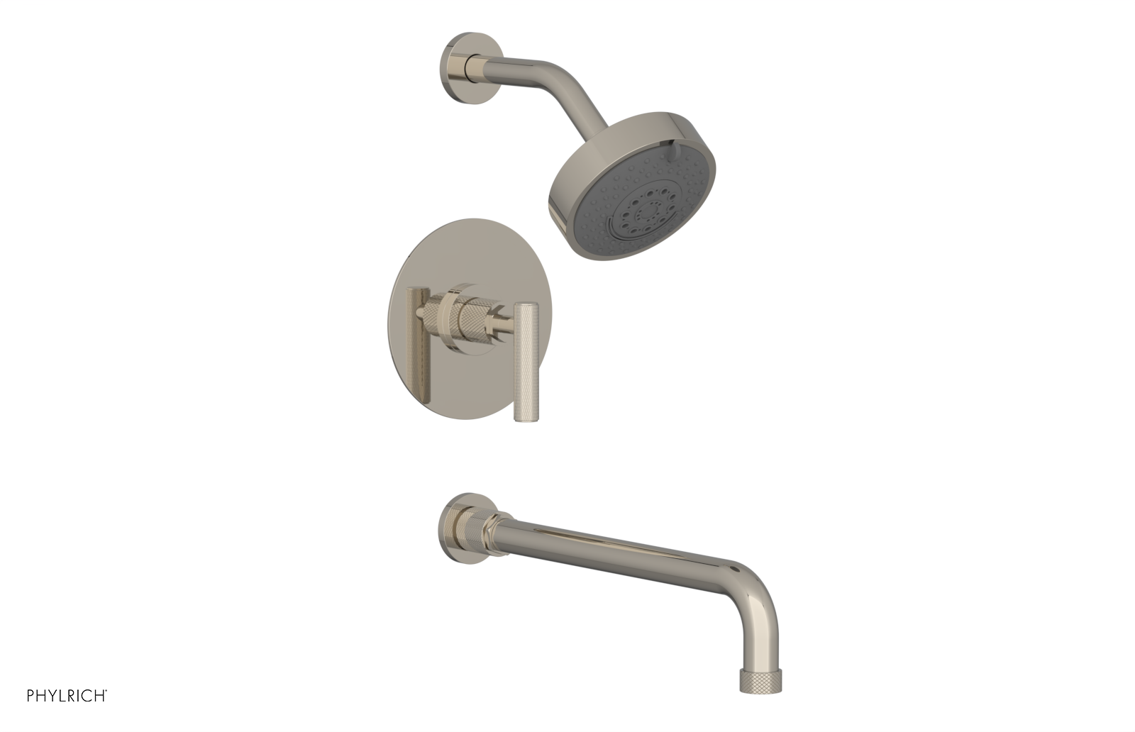 DUSTRIE - Pressure Balance Tub & Shower Set - 14" Spout -  Lever Handle - Knurled 371-27-14