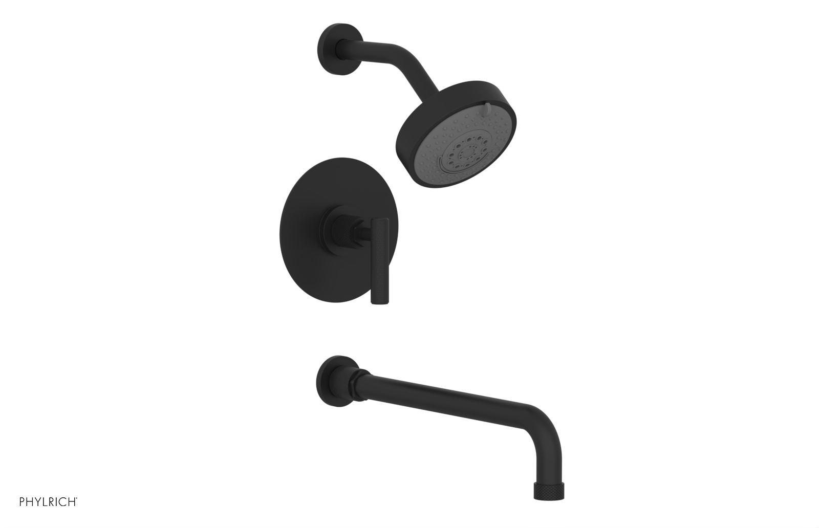 DUSTRIE - Pressure Balance Tub & Shower Set - 14" Spout -  Lever Handle - Knurled 371-27-14