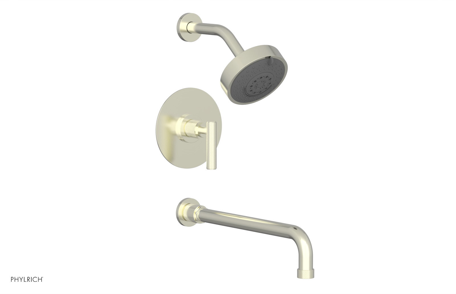 DUSTRIE - Pressure Balance Tub & Shower Set - 14" Spout -  Lever Handle - Knurled 371-27-14