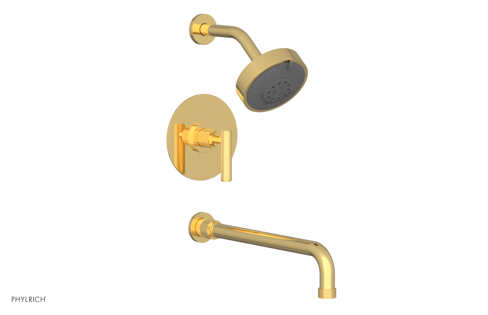DUSTRIE - Pressure Balance Tub & Shower Set - 14" Spout -  Lever Handle - Knurled 371-27-14