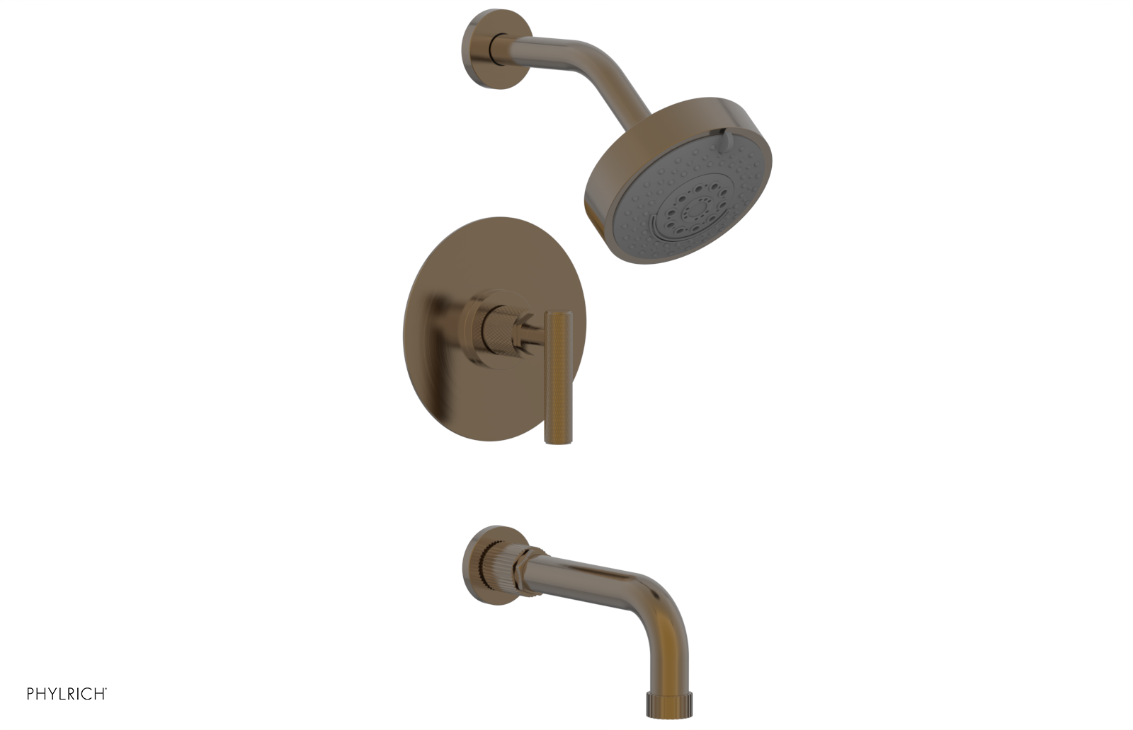 DUSTRIE - Pressure Balance Tub & Shower Set - 7 5/8" Spout -  Lever Handle - Knurled 371-27