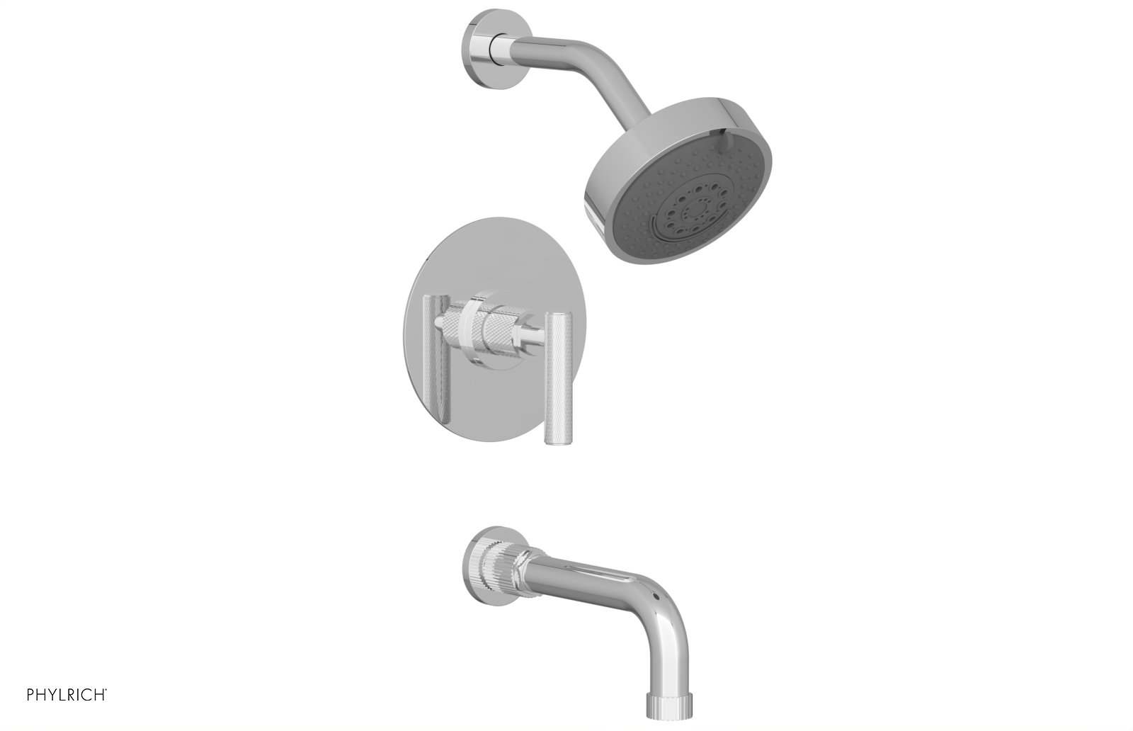 DUSTRIE - Pressure Balance Tub & Shower Set - 7 5/8" Spout -  Lever Handle - Knurled 371-27