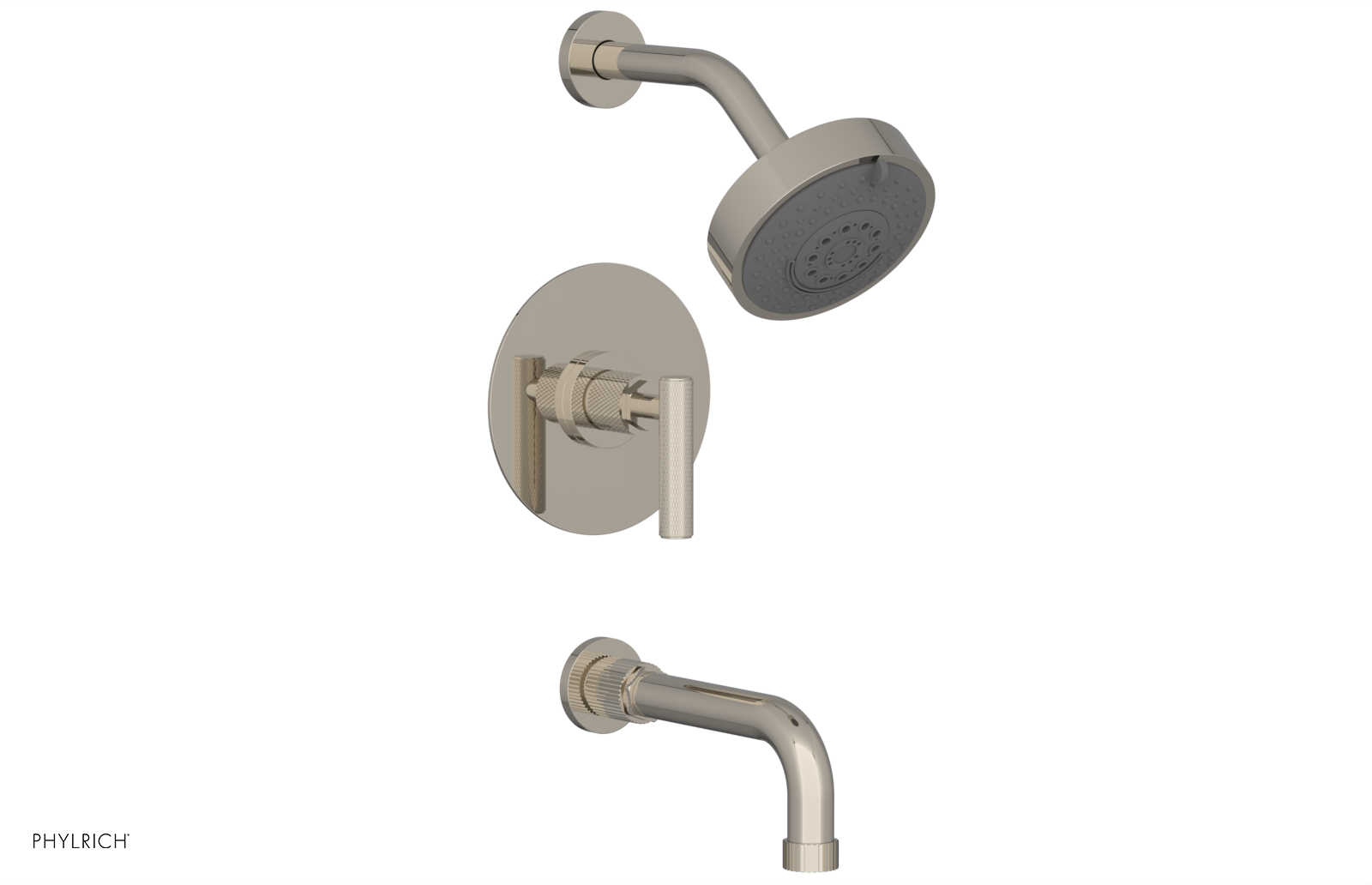 DUSTRIE - Pressure Balance Tub & Shower Set - 7 5/8" Spout -  Lever Handle - Knurled 371-27