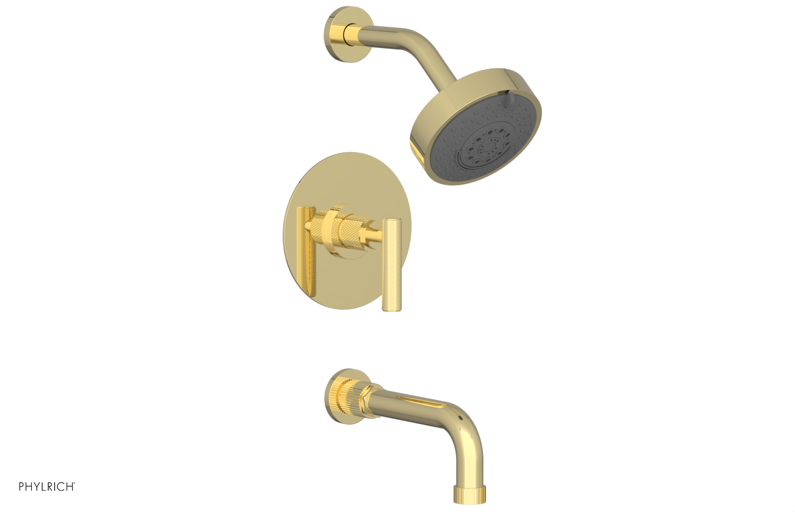 DUSTRIE - Pressure Balance Tub & Shower Set - 7 5/8" Spout -  Lever Handle - Knurled 371-27