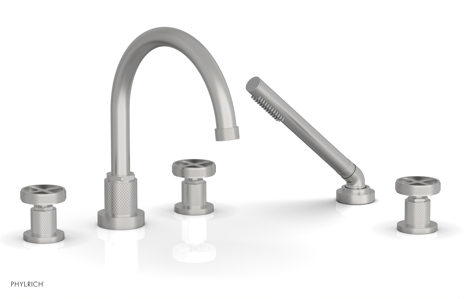 DUSTRIE - Deck Tub Set with Hand Shower - Cross Handles - Knurled 371-48