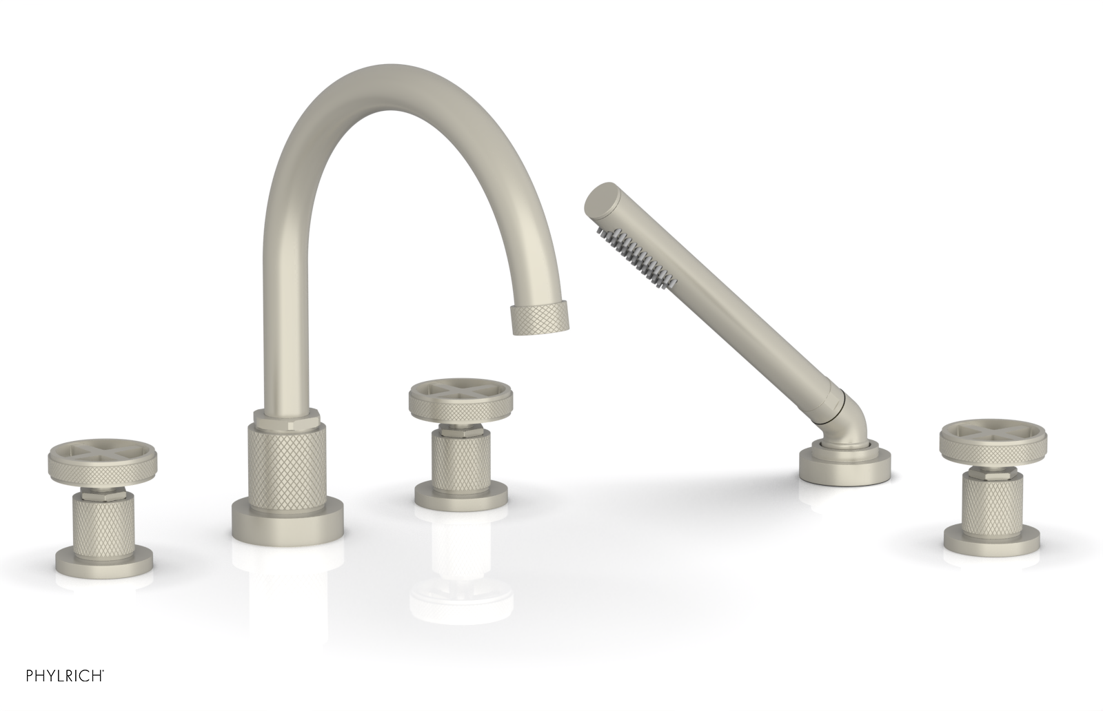 DUSTRIE - Deck Tub Set with Hand Shower - Cross Handles - Knurled 371-48