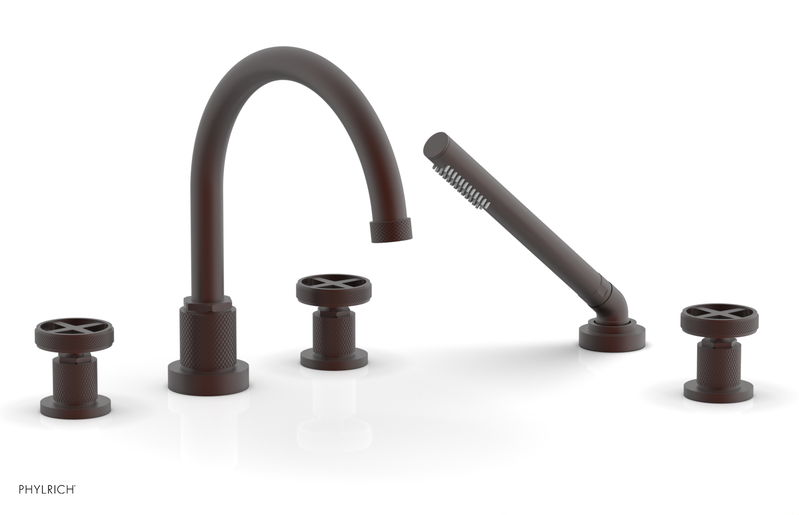 DUSTRIE - Deck Tub Set with Hand Shower - Cross Handles - Knurled 371-48