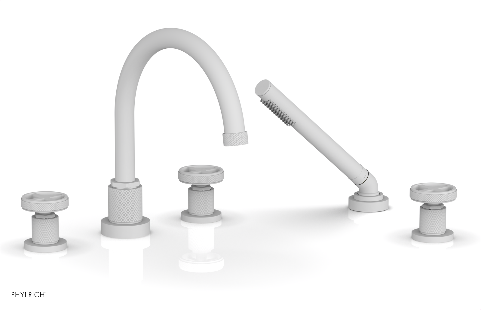 DUSTRIE - Deck Tub Set with Hand Shower - Cross Handles - Knurled 371-48