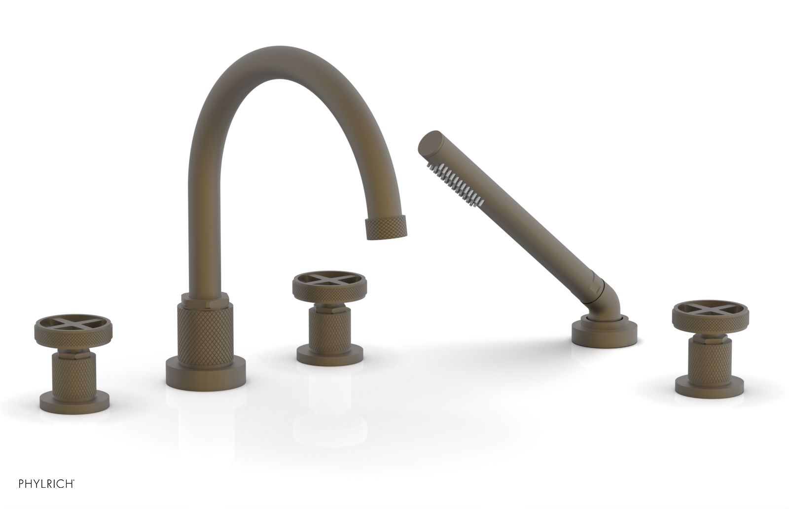 DUSTRIE - Deck Tub Set with Hand Shower - Cross Handles - Knurled 371-48
