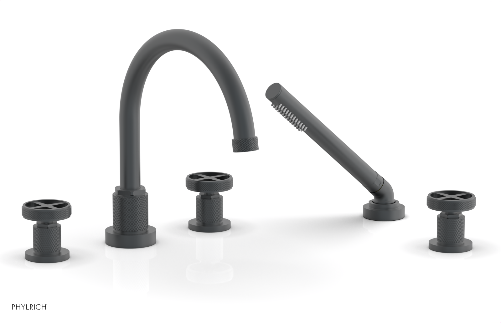 DUSTRIE - Deck Tub Set with Hand Shower - Cross Handles - Knurled 371-48