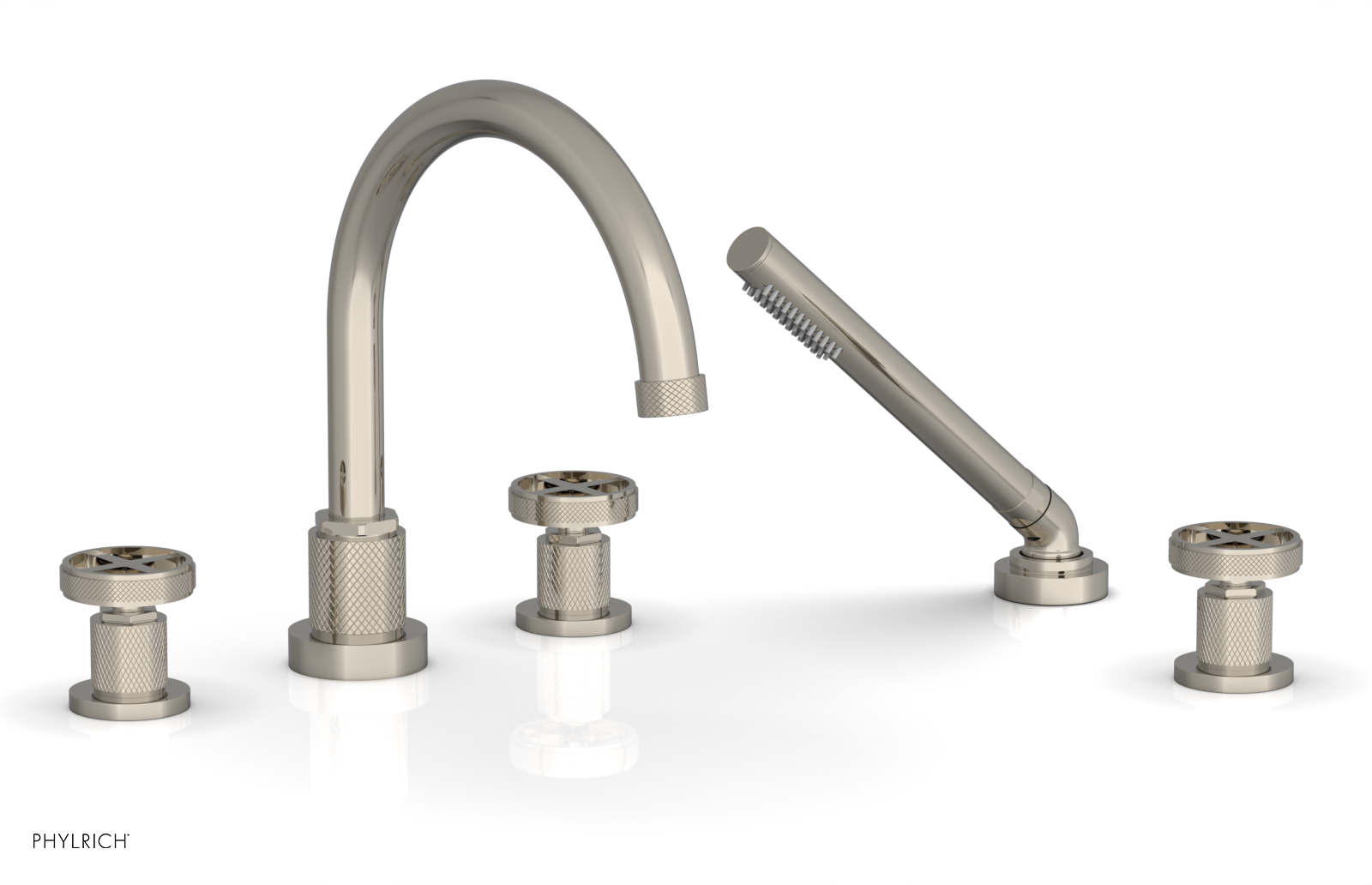 DUSTRIE - Deck Tub Set with Hand Shower - Cross Handles - Knurled 371-48