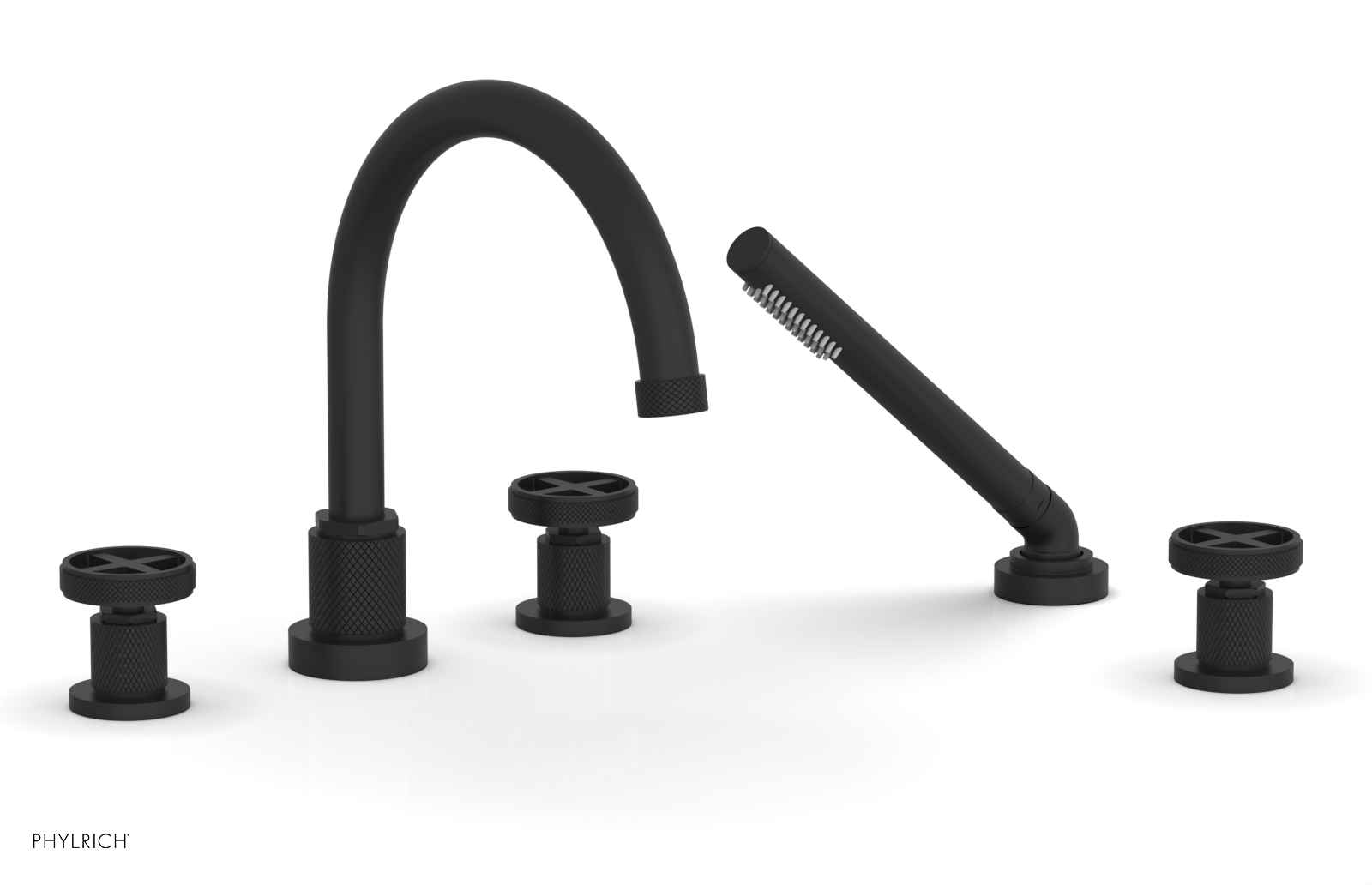 DUSTRIE - Deck Tub Set with Hand Shower - Cross Handles - Knurled 371-48