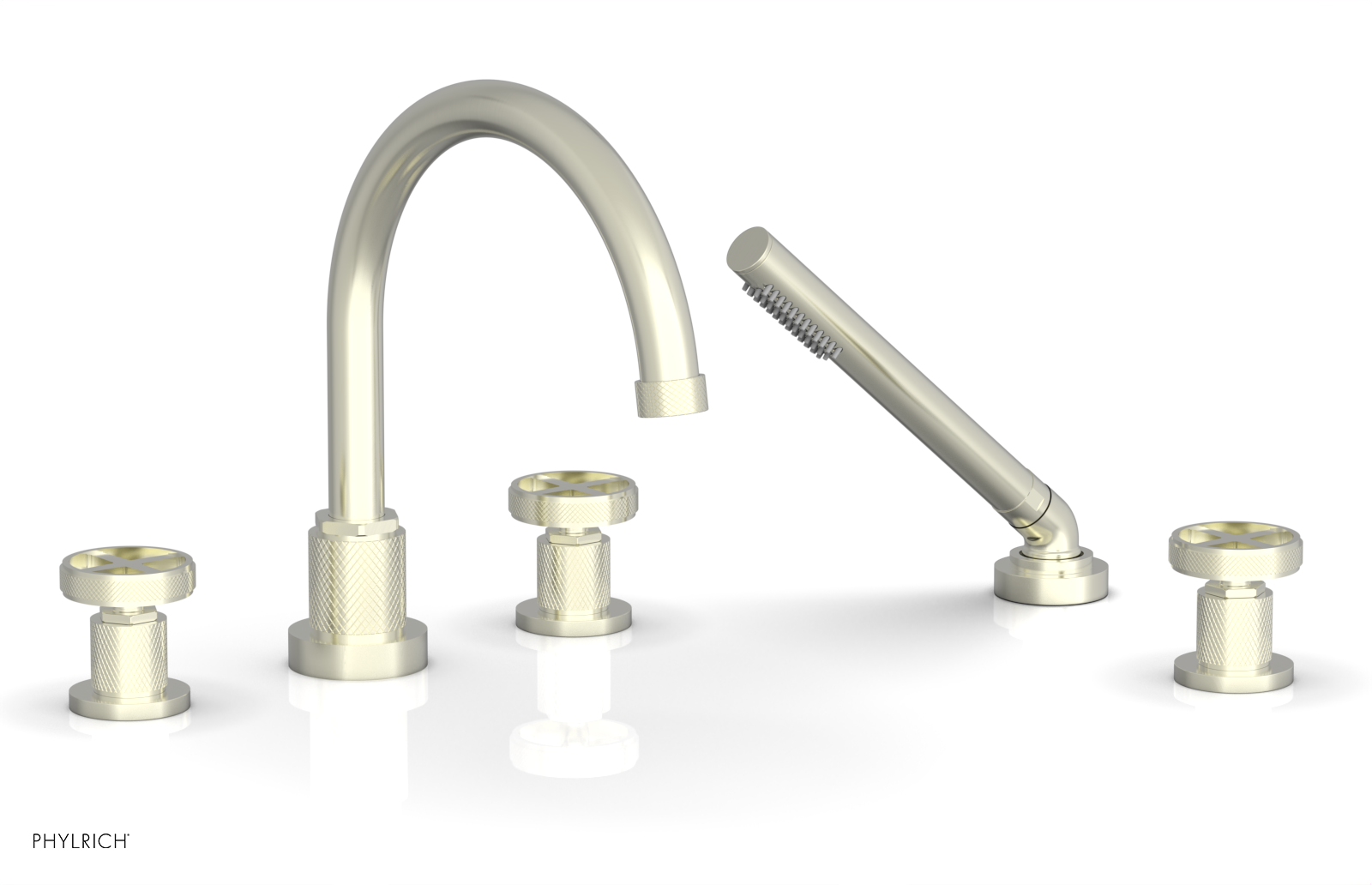 DUSTRIE - Deck Tub Set with Hand Shower - Cross Handles - Knurled 371-48